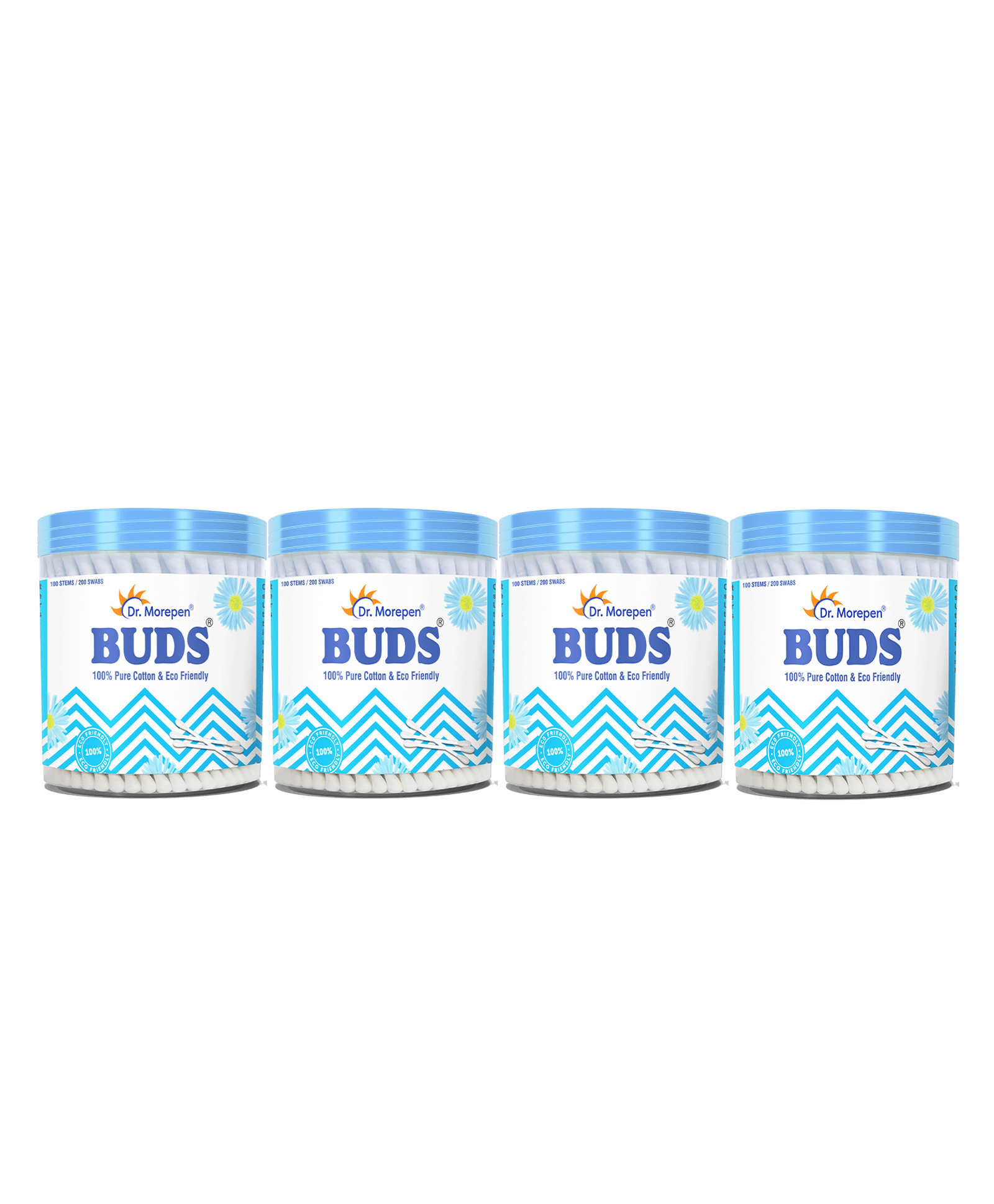 Dr. Morepen BUDS 100% Pure Cotton & Eco-Friendly Earbuds - 100 Cotton Buds Pack of 4-picture-48