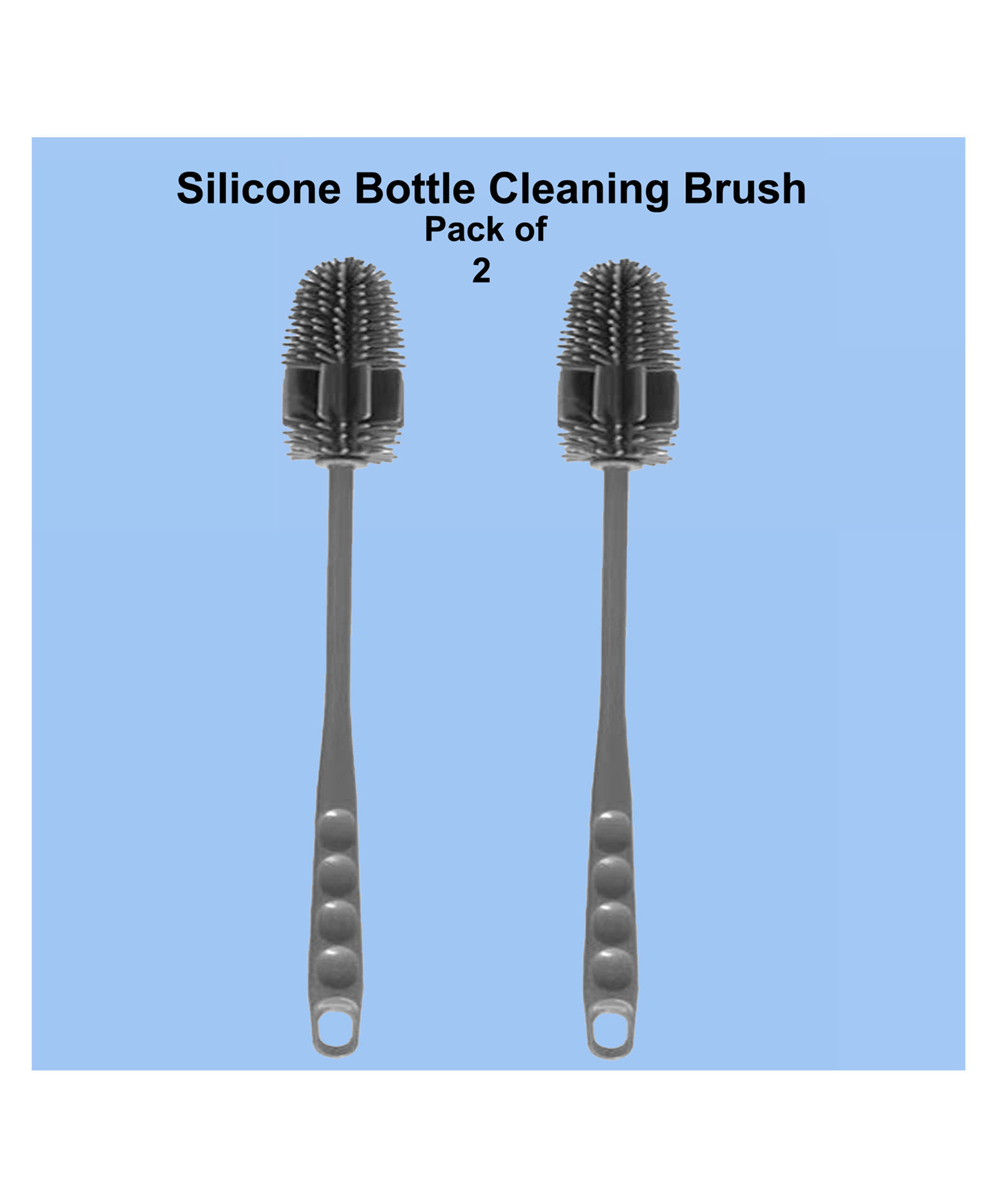Joy Buzz Basics Long Handle Silicone Scratch Free Bottle Cleaning Brush Kit- Pack of 2-picture-4