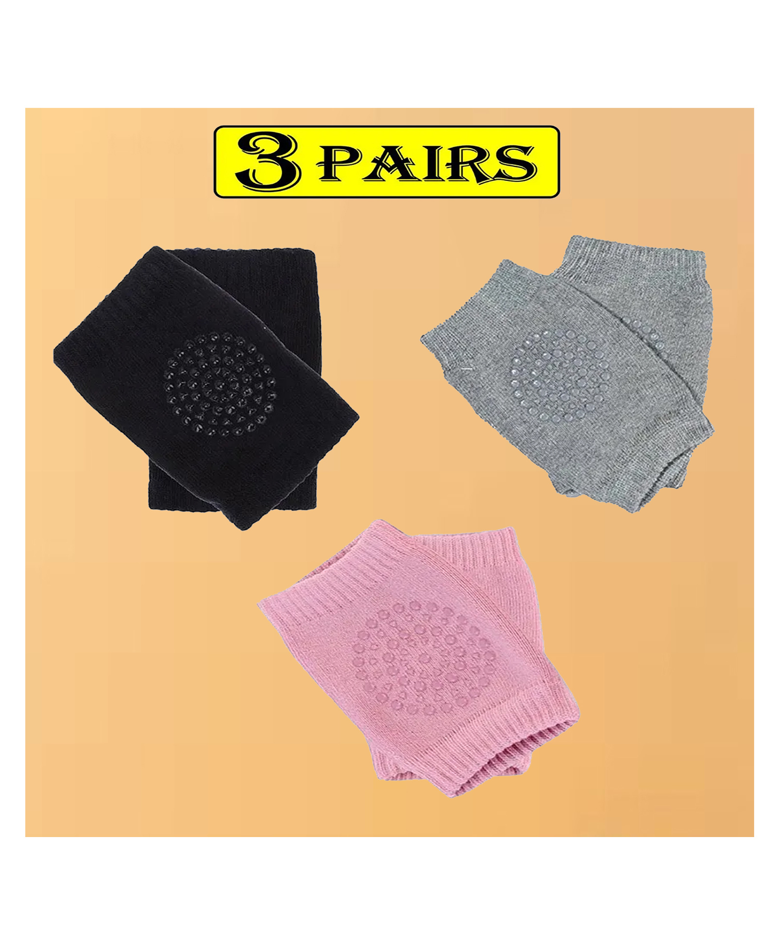 Joy Buzz Anti Slip Stretchable Knee Cap Elbow Safety Protector Set Of 3 - Pink, Black & Grey-image-4