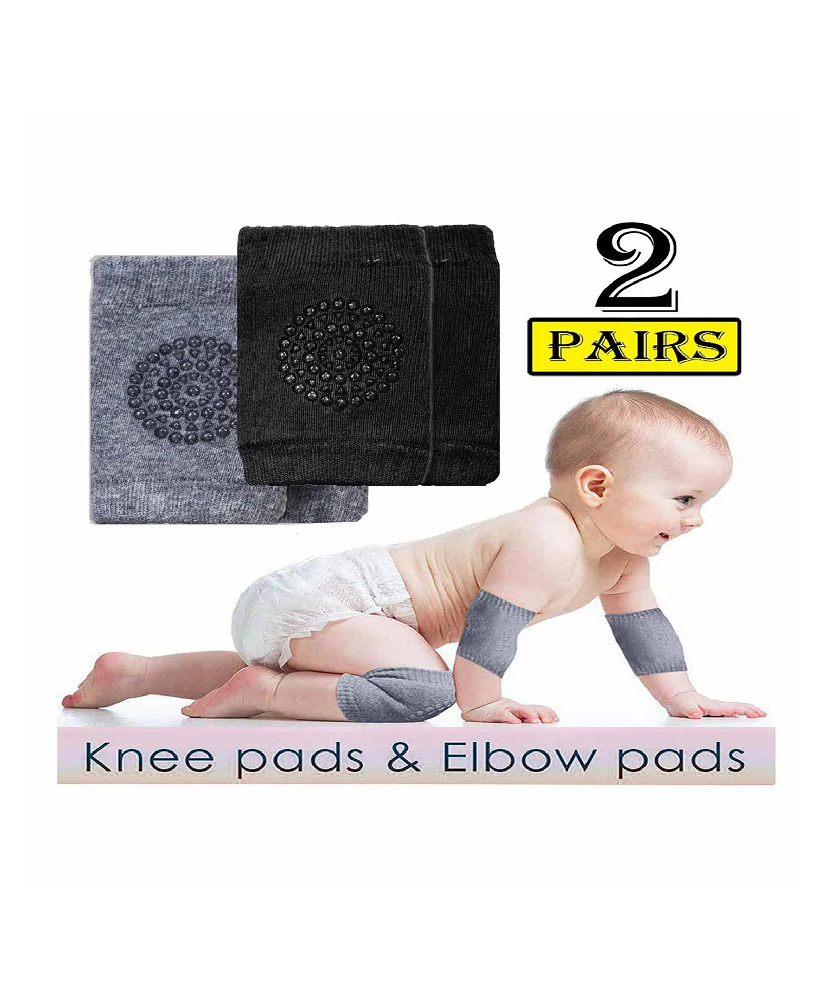 Joy Buzz Anti Slip Stretchable Knee Cap Elbow Safety Protector Set Of 2 - Grey, Black-image-42