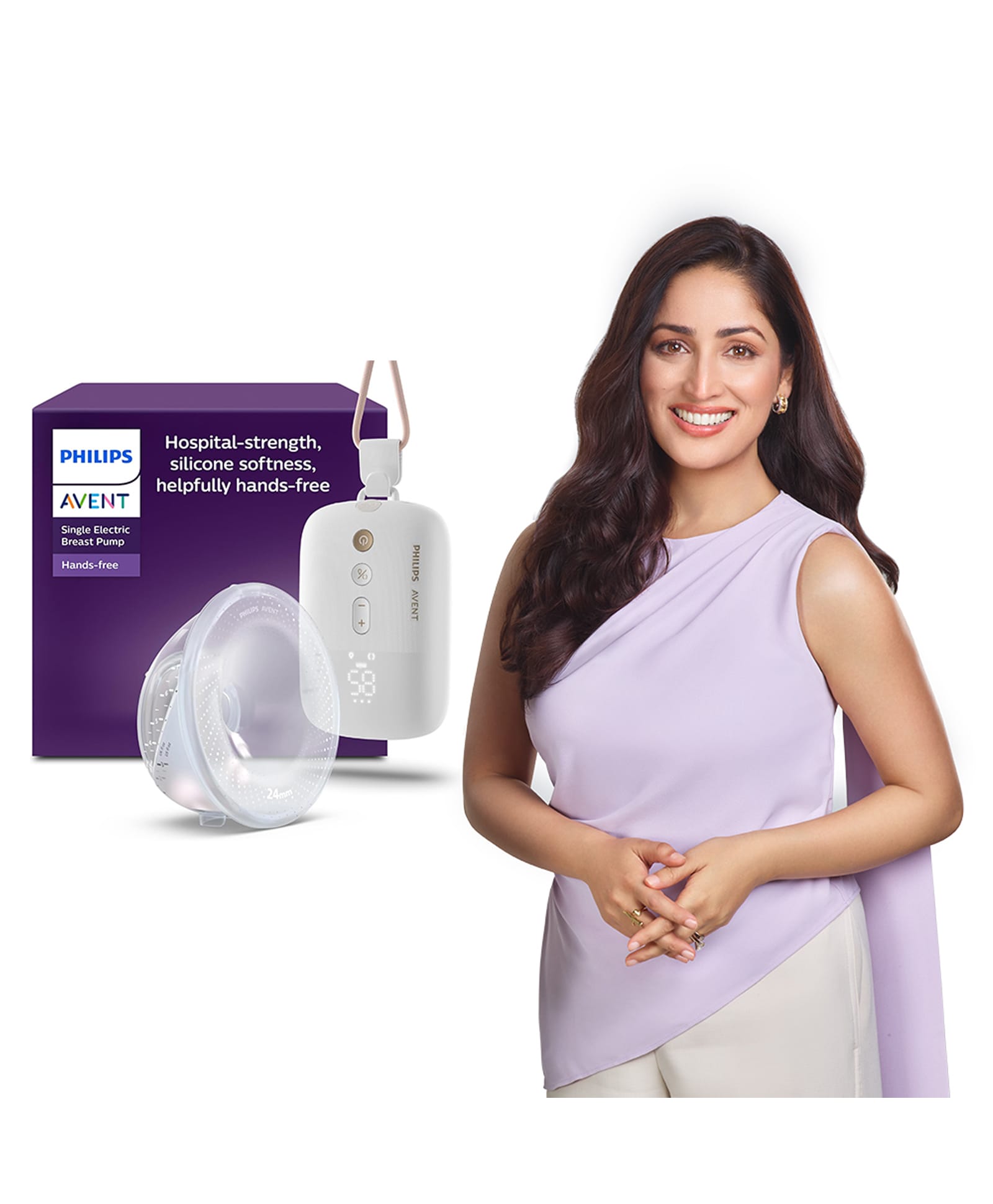 Avent Hands Free Electronic Single Breast Pump with Hospital Grade Motor up to 85 Pumping Movements Per Minute & Lightweight Catch Tray - White-image-5