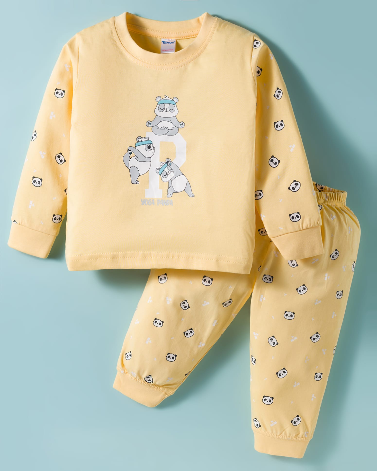 Tango Single Jersey Knit Full Sleeves Night Suit With Animal Print - Golden-picture-17