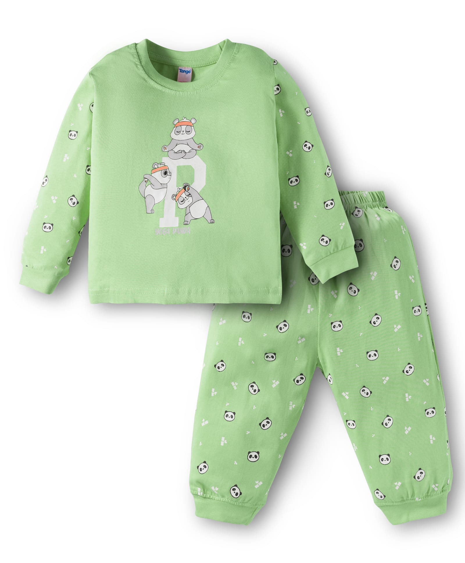 Tango Single Jersey Knit Full Sleeves Night Suit With Animal Print - Green-picture-29