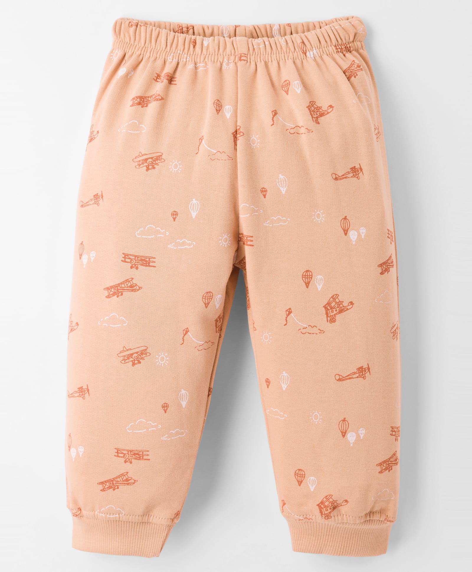 Tango Knit Full Length Fleece Pant With Aeroplane Print - Coral-image-27