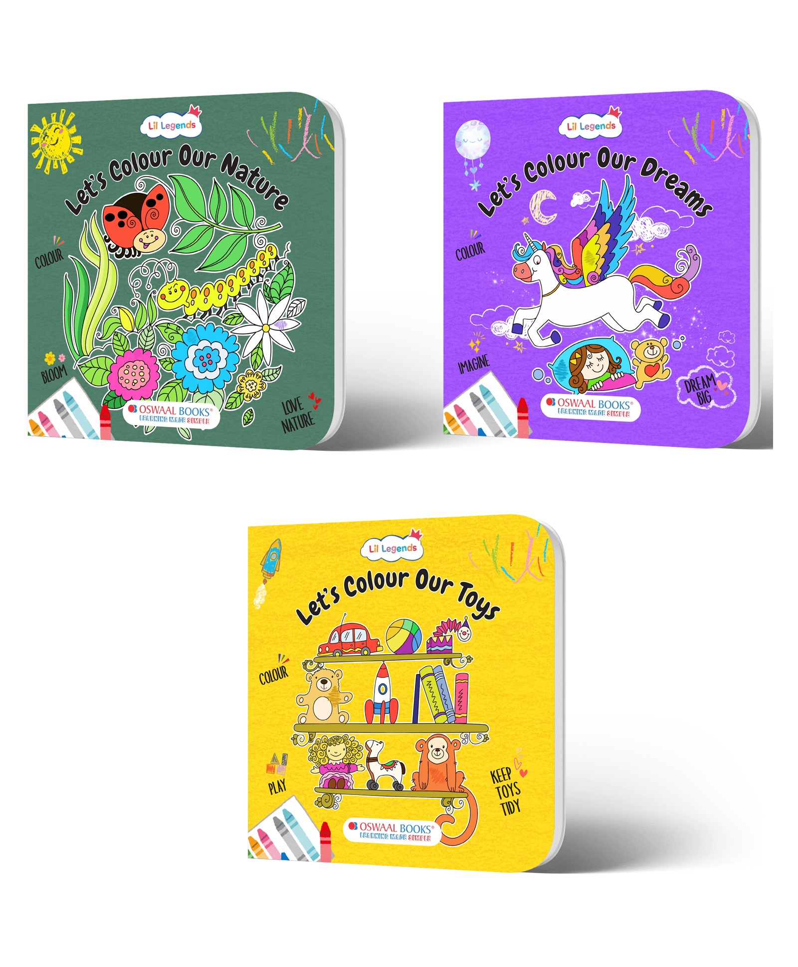 OSWAAL BOOKS Lil Legends Let's Colour Little Wonders Pack of 3 Coloring Books for Kids 25 Years | Toys, Dreams & Nature Themes | Preschool Early Learning, Creativity & Motor Skill Activity Books-image-36