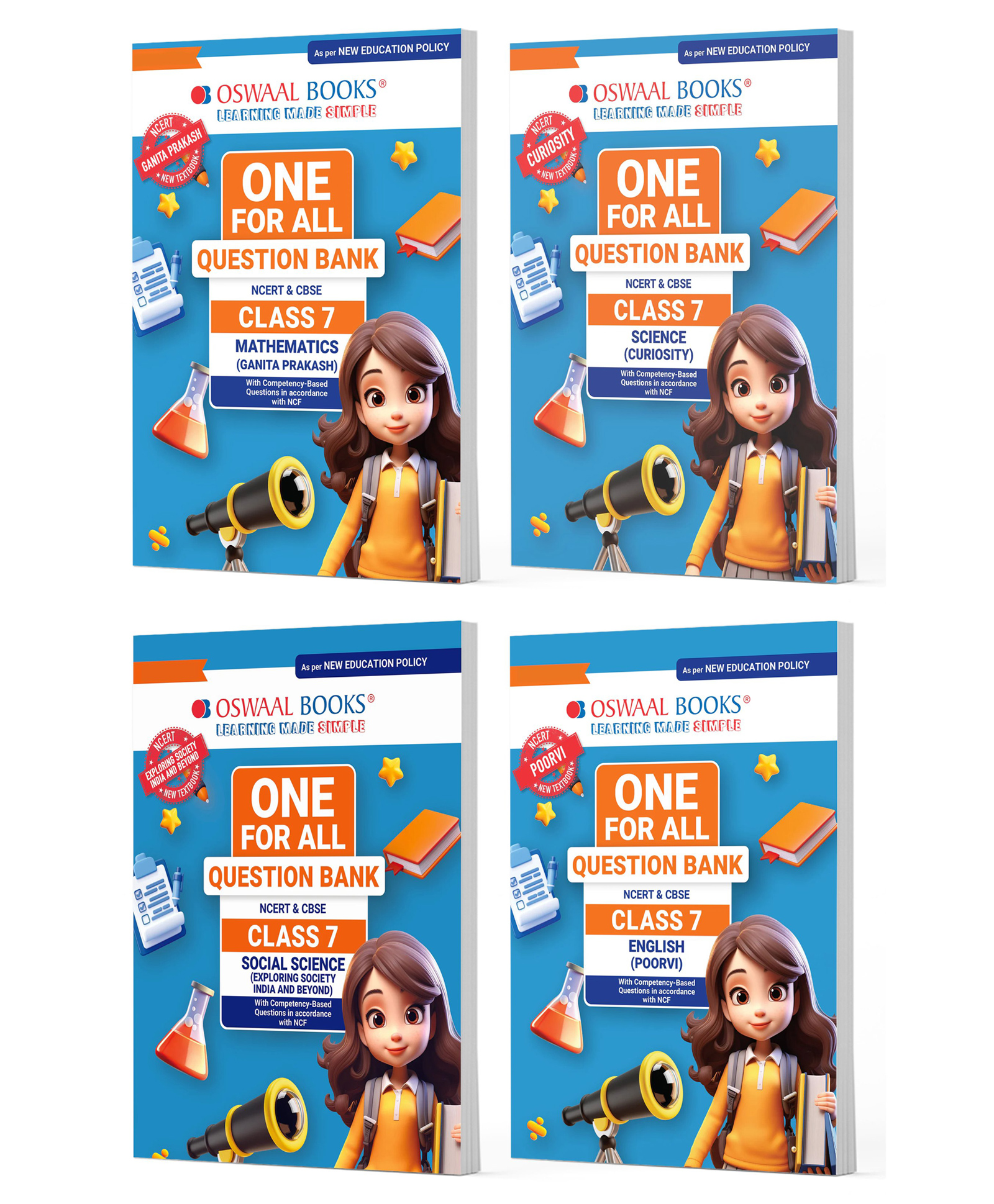 OSWAAL BOOKS One For All Question Banks NCERT & CBSE Class 7 (Set of 4 Books) Mathematics, Science, Social Science, And English (For Latest Exam) - English-image-49