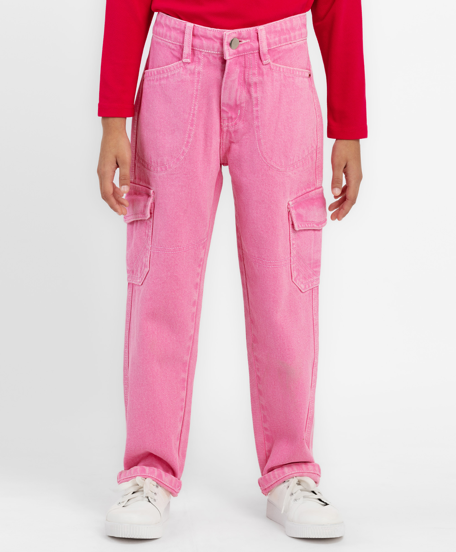 Bright Stars KIDSWEAR Cotton Woven Overdyed Jeans - Pink-picture-15