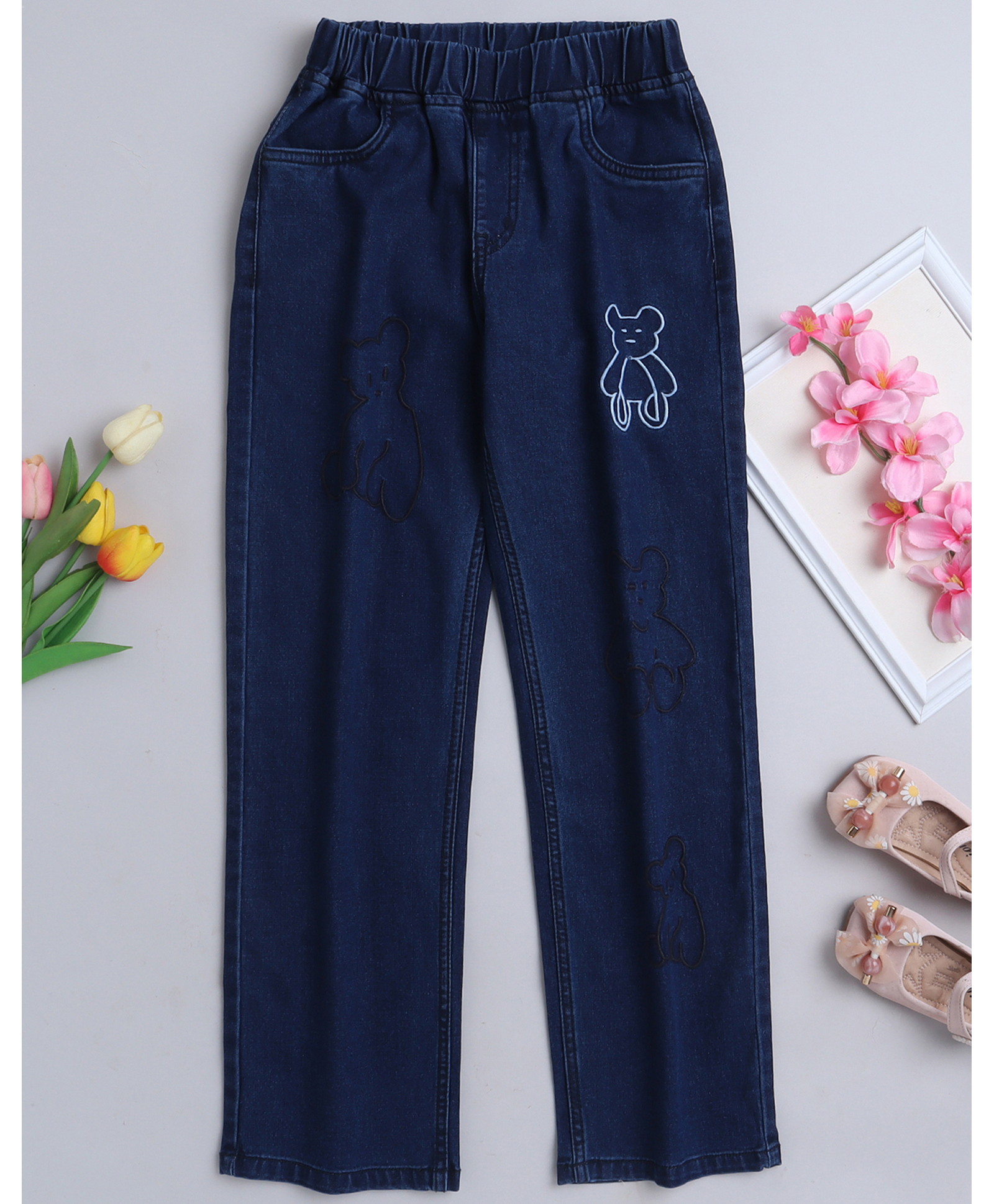 Bright Stars KIDSWEAR Woven Bear Embroidered Jeans - Blue-picture-23