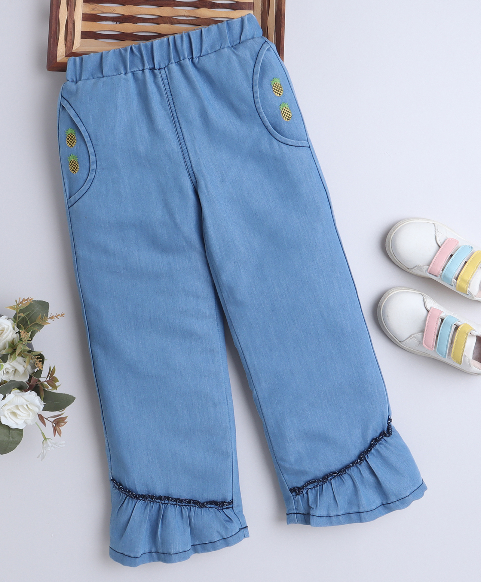 Bright Stars KIDSWEAR Woven Pineapple Embroidered Jeans - Blue-picture-15