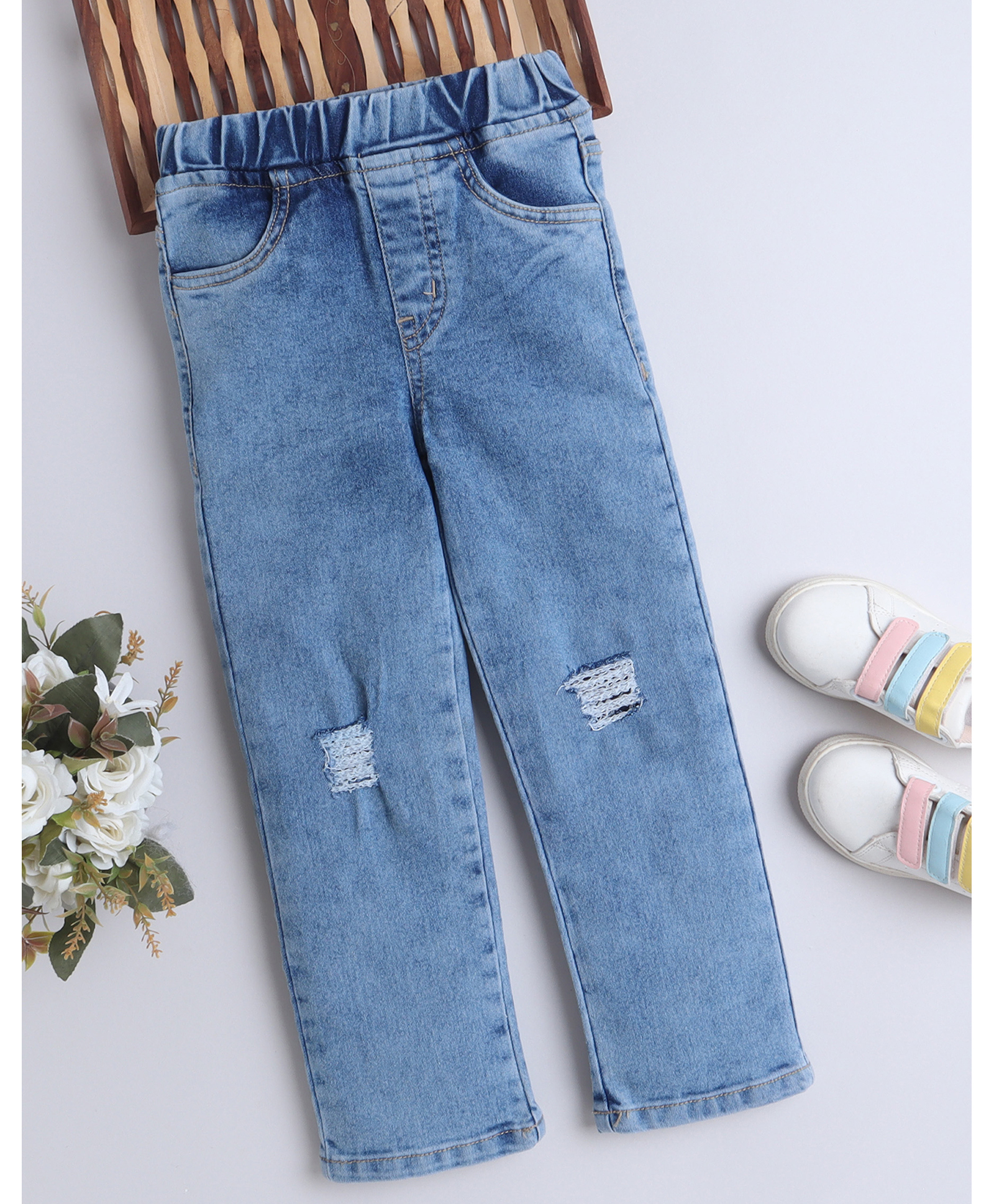 Bright Stars KIDSWEAR Woven Mild Washed Distressed Jeans - Blue-picture-11