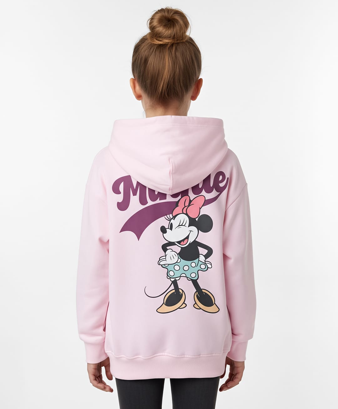 Primo Gino Disney Terry Knit Full Sleeves Hooded SweatJacket with Minnie Mouse Graphic & Kangaroo Pocket - Baby Pink-picture-23