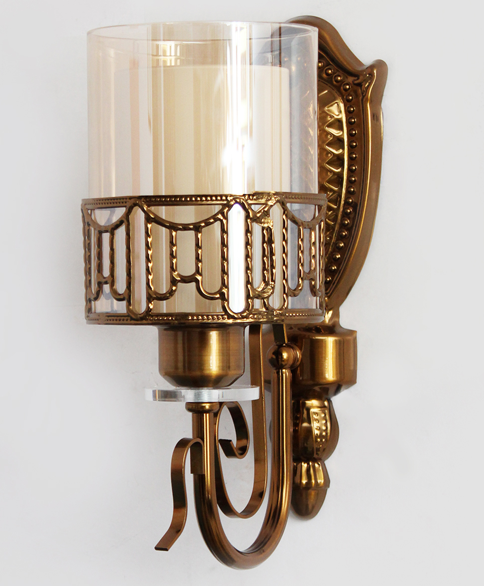 SHREE KALA HOME DECOR Luxury Golden Finish Wall Sconce with Ornate Design - - Multi Colour-image-33