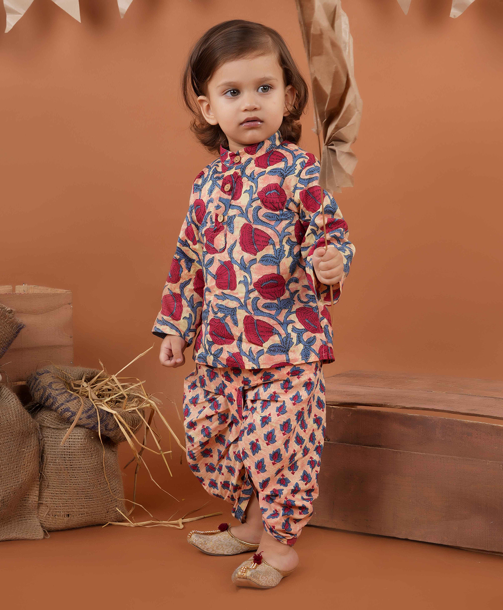 Titrit Cotton Woven Full Sleeves Floral Printed Dhoti Kurta Set - Multi Colour-picture-22