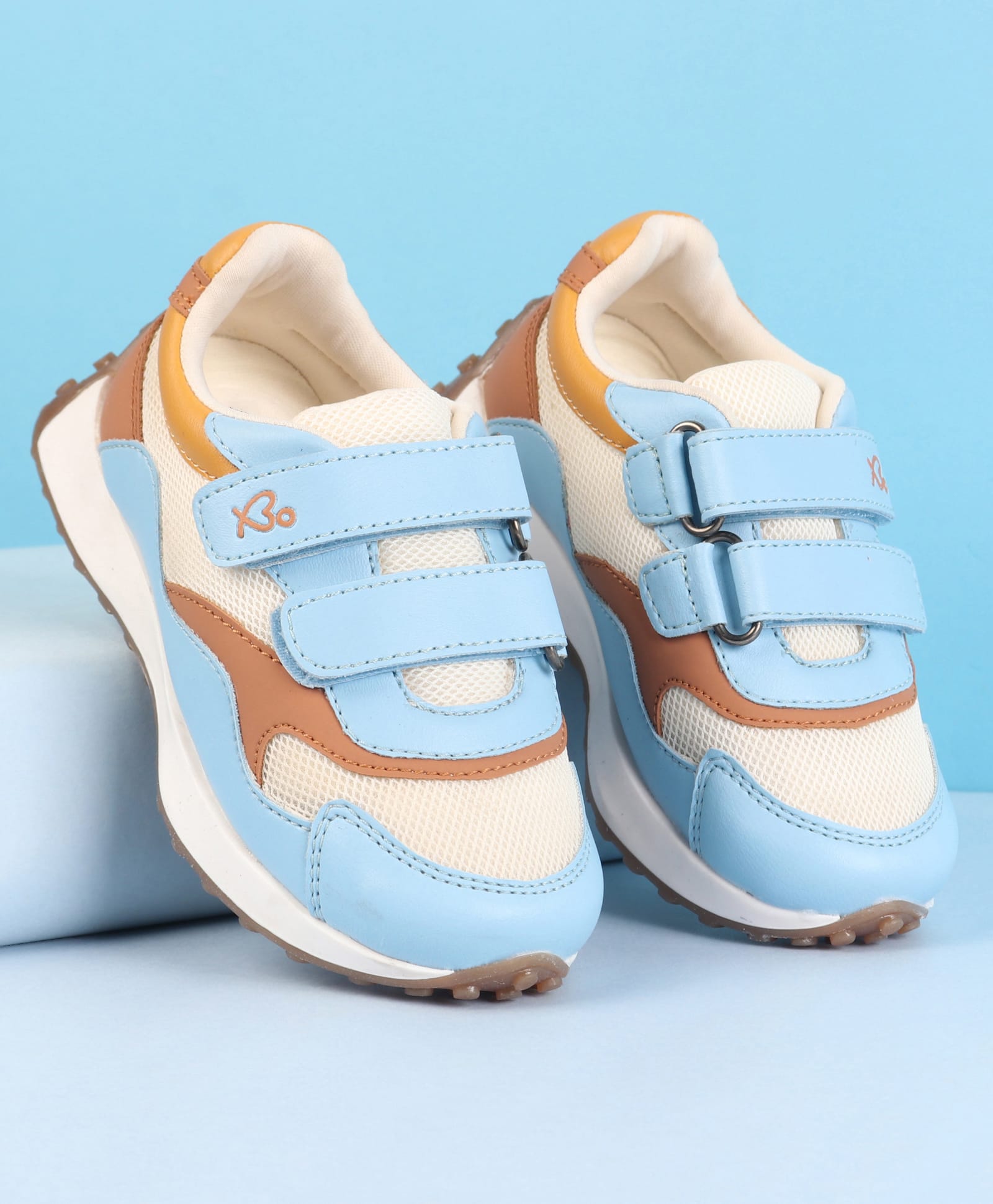 Babyoye Velcro Closure Sneaker - Blue & Brown-picture-22