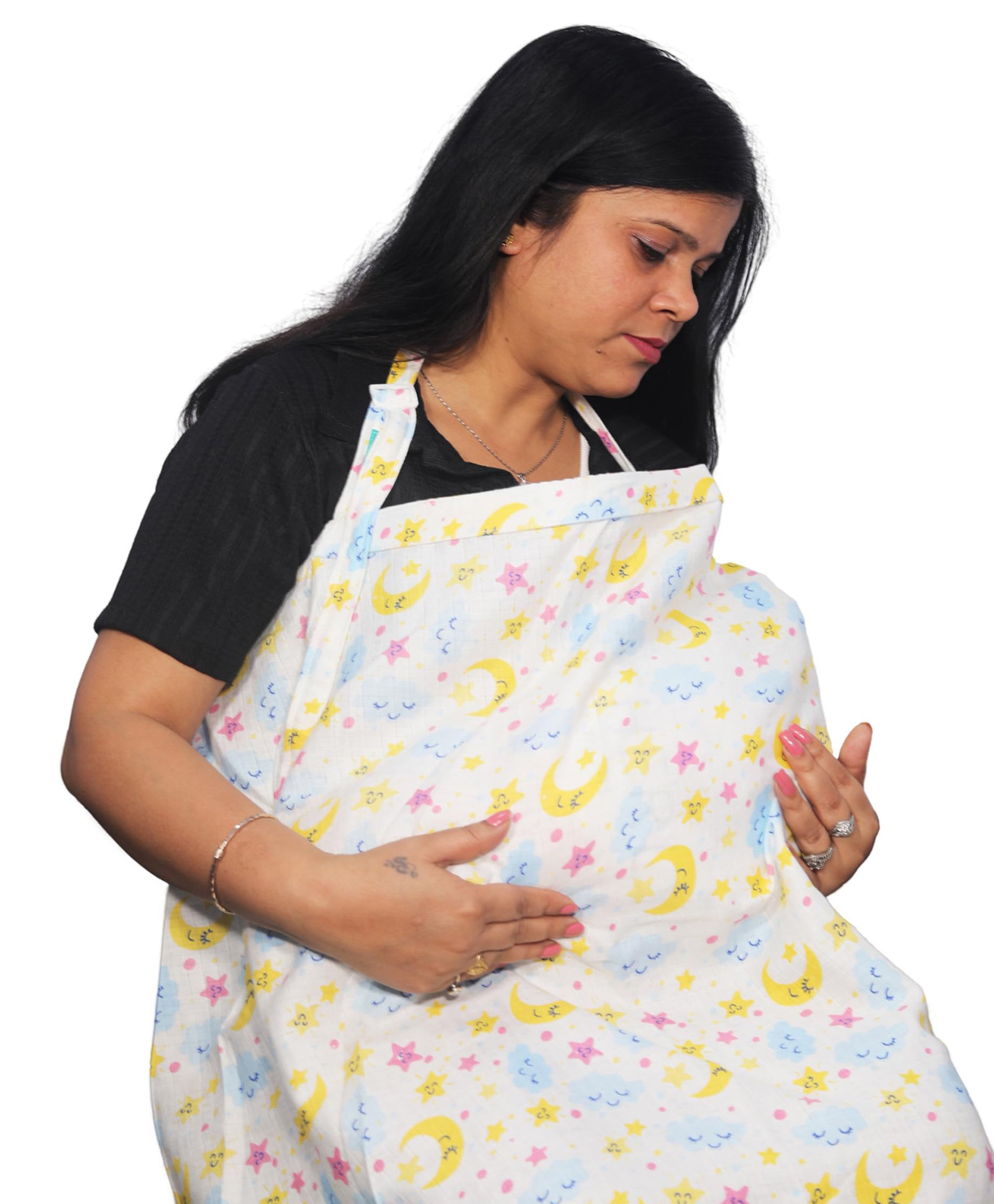 Motherly Nursing Cover for Breastfeeding Soft, Breathable Feeding Apron for Mom, Multi Use Feeding Cover & Scarf Blue Cloud Print-image-18