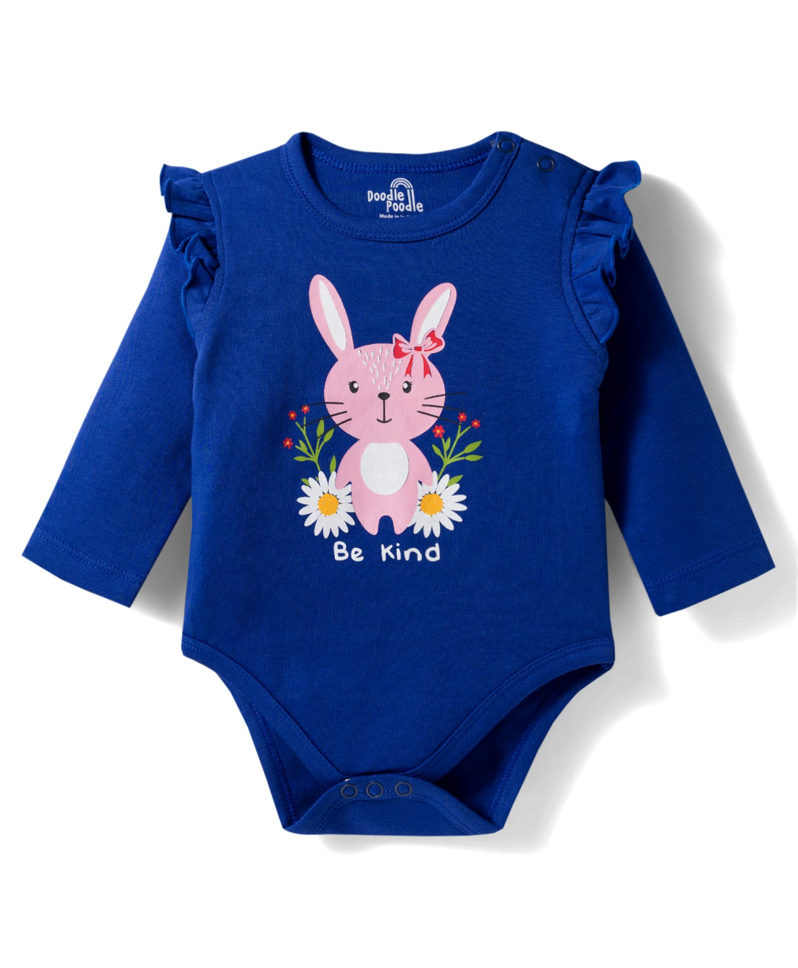 Doodle Poodle 100% Cotton Knit Full Sleeves Onesie With Bunny Print - Navy Blue-picture-40