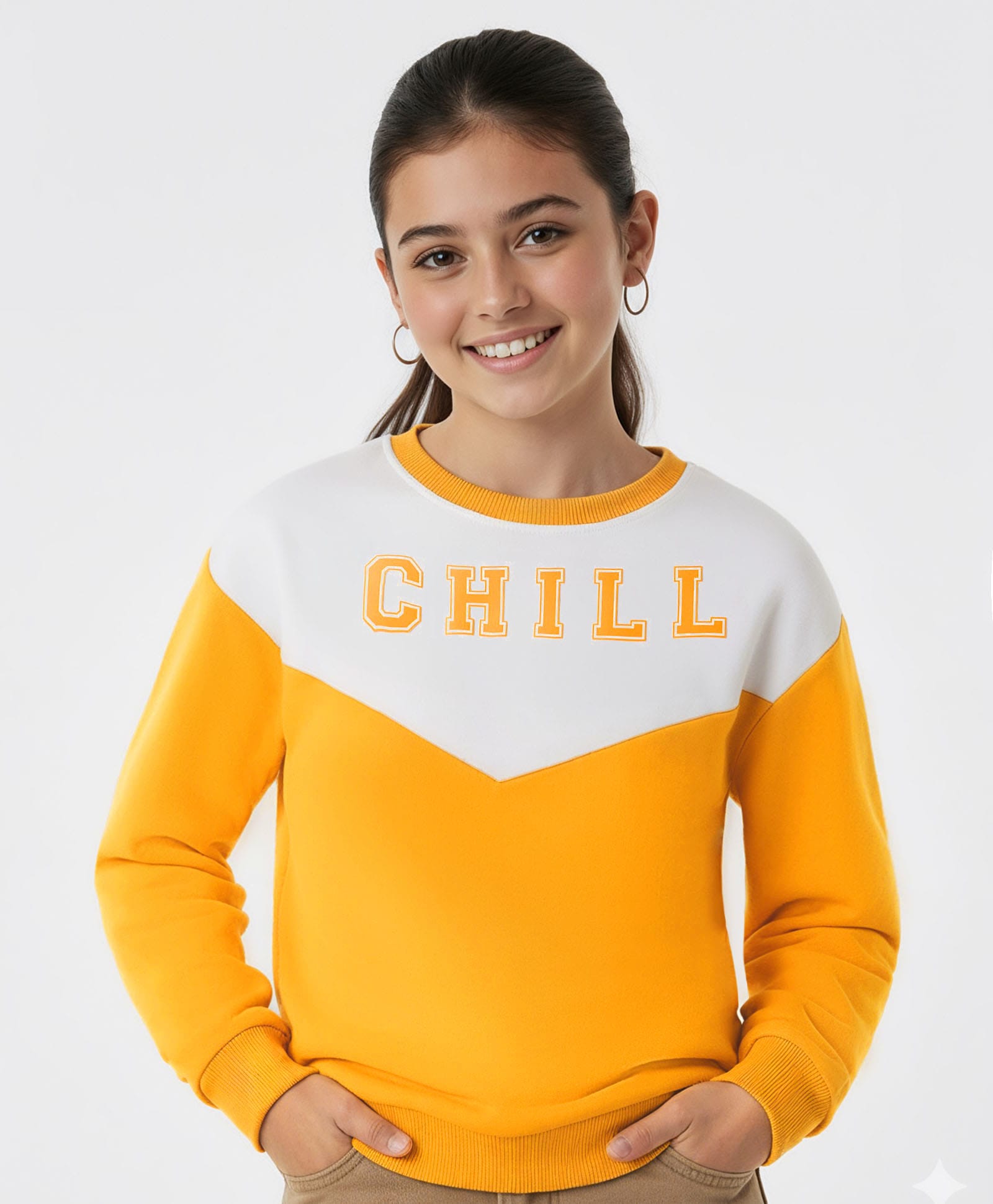 Pine Kids Cotton Knit Full Sleeves Cut & Sew Sweatshirt with Text Graphic - Yellow-picture-13