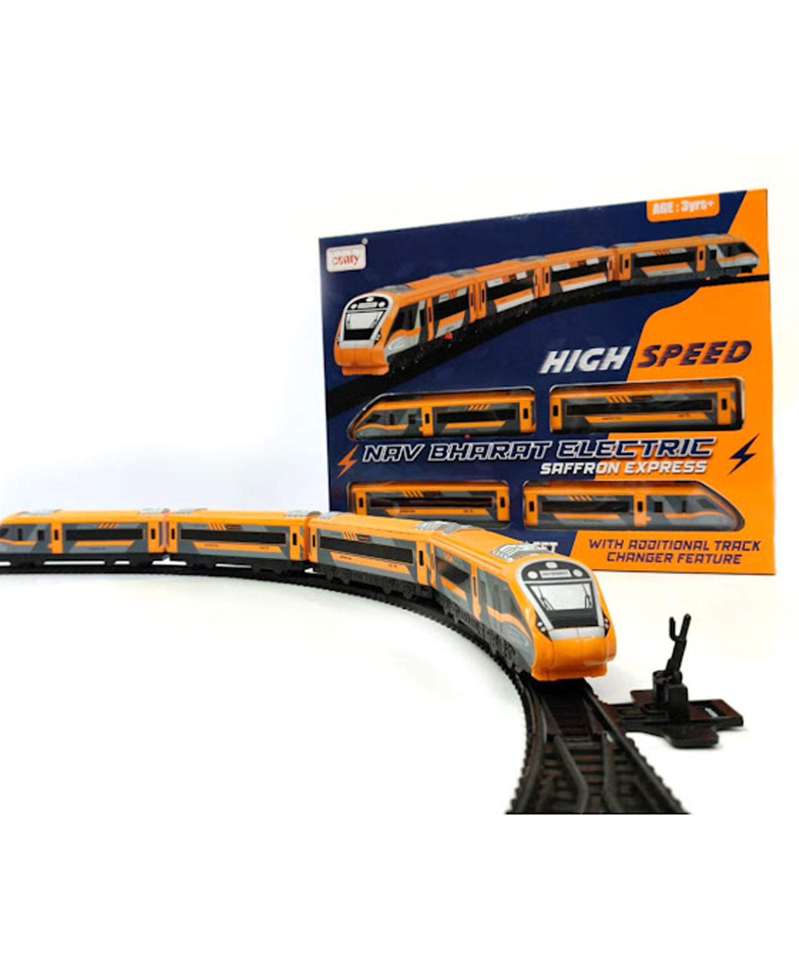 Centy Nav Bharat Saffron Express Toy Train Set with Track Changer - Orange-image-41