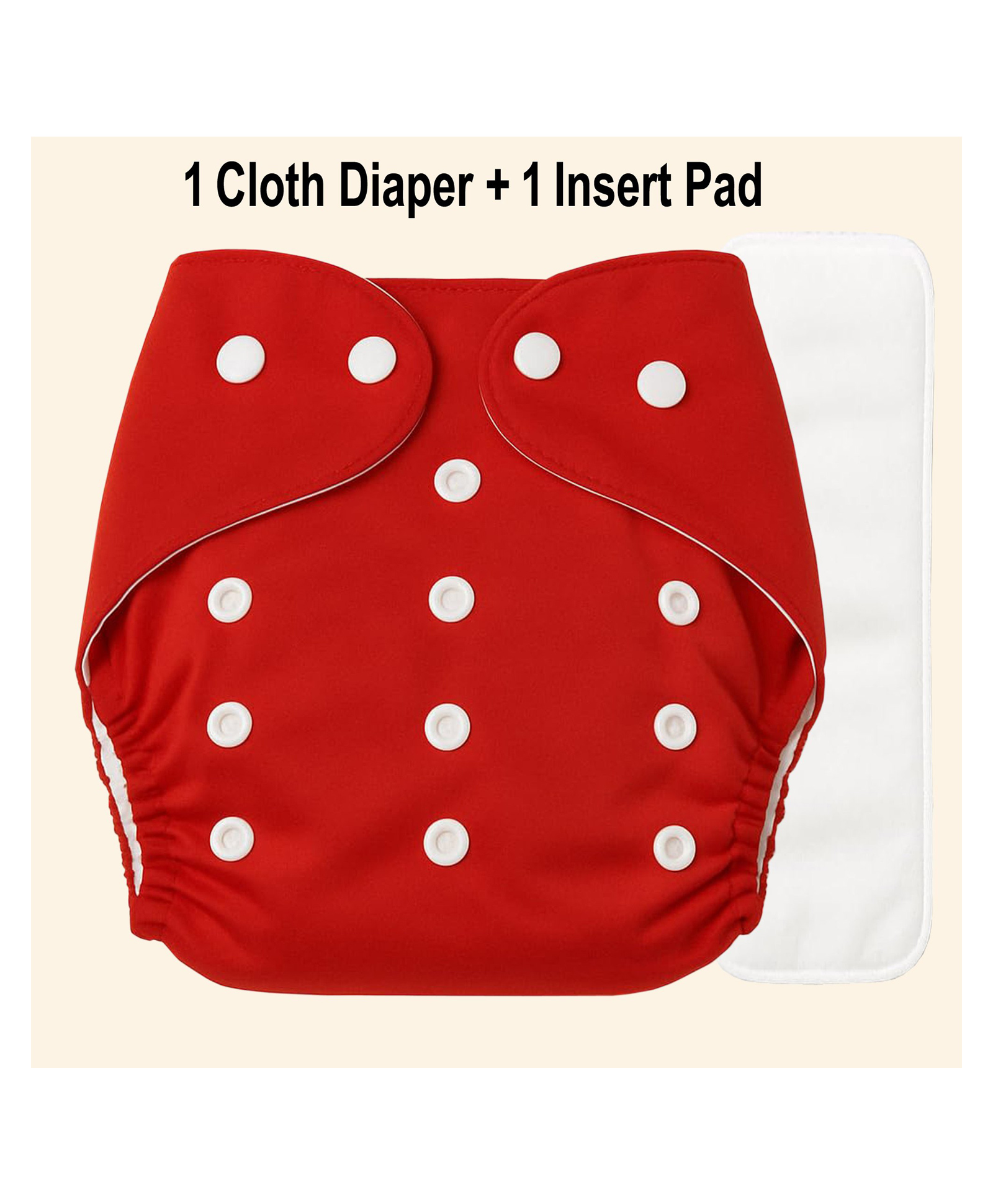 Sparkle Joy Free Size Reusable Cloth Nappies / Diaper With Insert Pad - Red