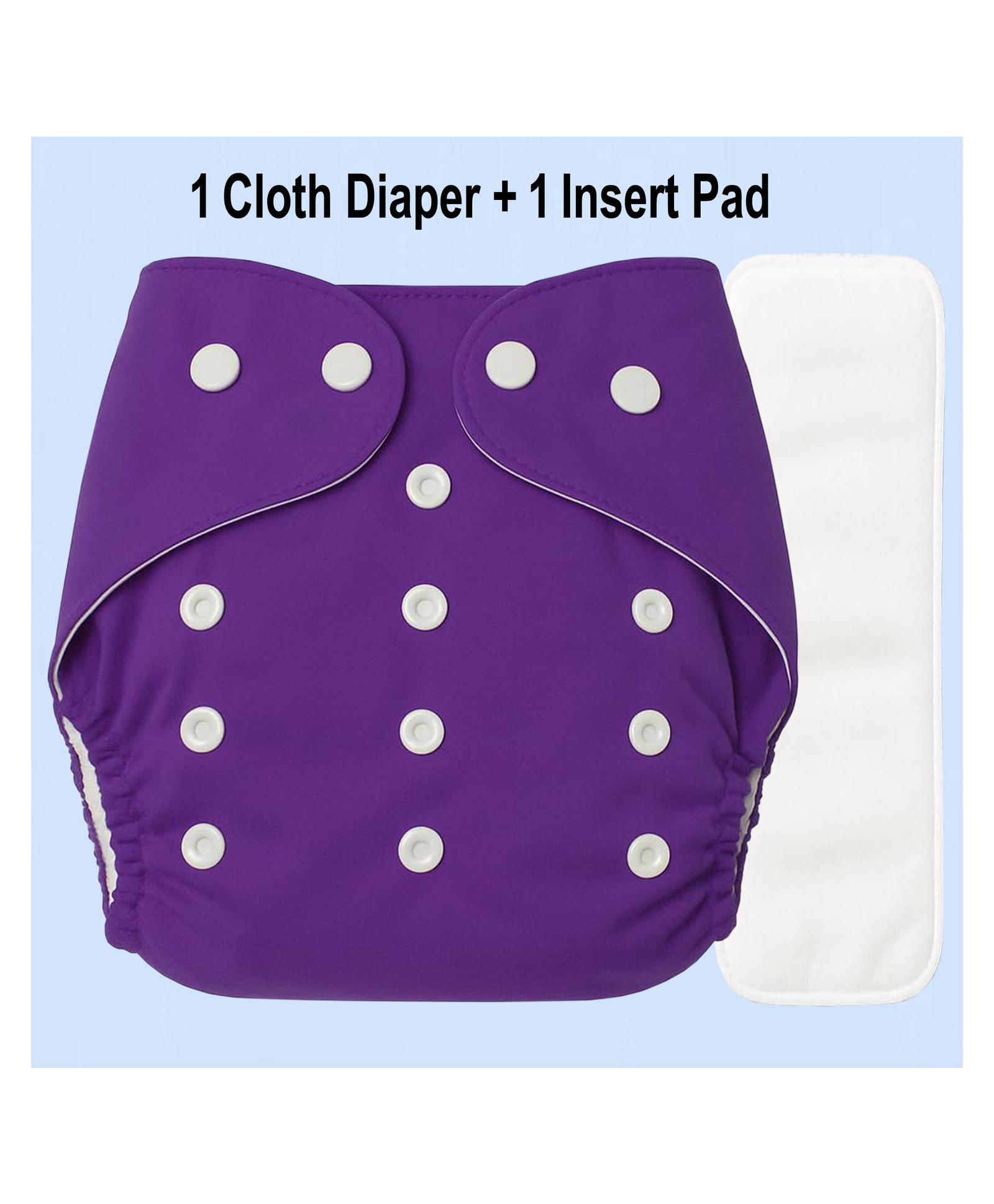 Sparkle Joy Free Size Reusable Cloth Nappies / Diaper With Insert Pad - Purple