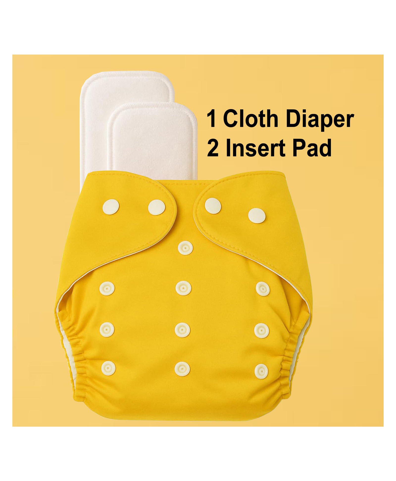 Sparkle Joy Free Size Reusable Cloth Diapers / Nappies With Insert Pad 1 Pcs Diaper With 2 Pcs Insert - Yellow-image-26