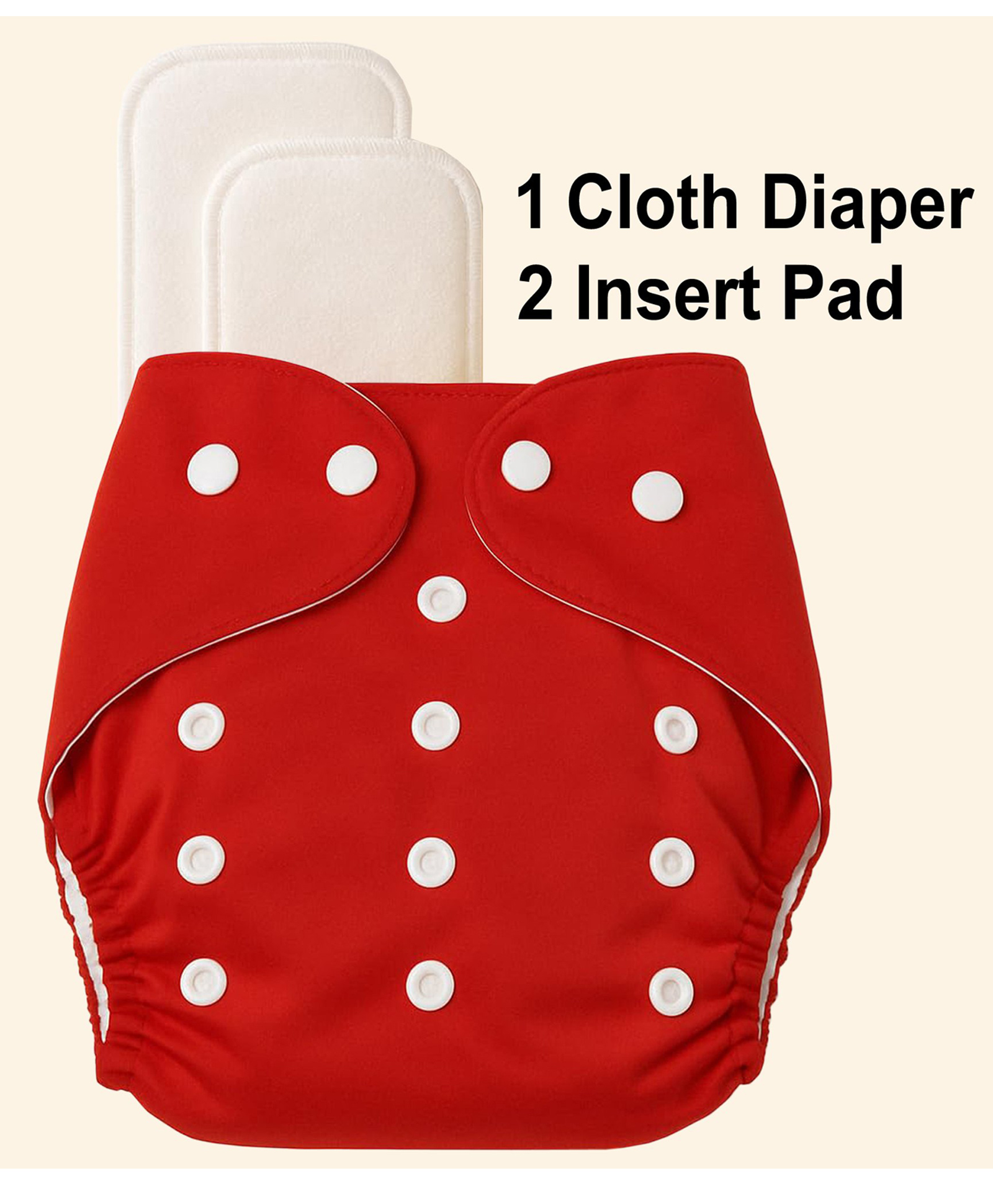 Sparkle Joy Free Size Reusable Cloth Diapers / Nappies With Insert Pad 1 Pcs Diaper With 2 Pcs Insert - Red-image-7