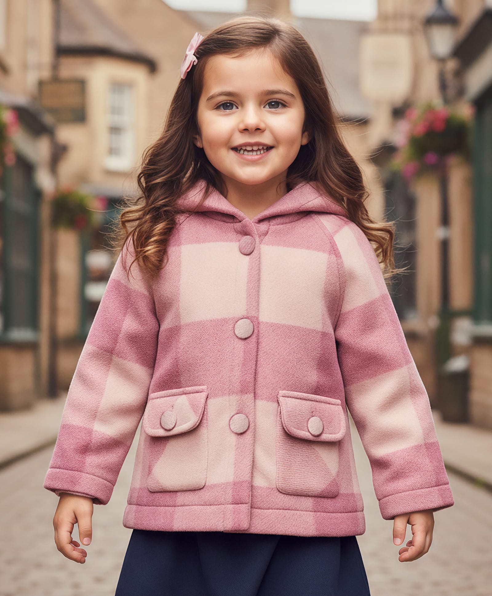 Babyhug Woven Full Raglan Sleeves Checks Hooded Overcoat - Pink-picture-25