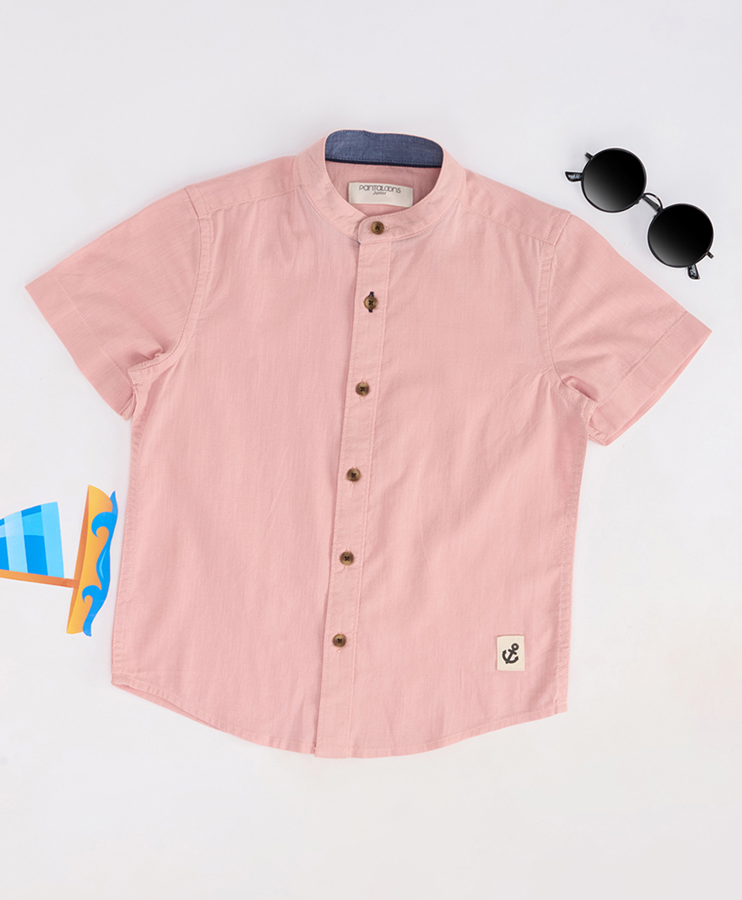 Pantaloons Junior Cotton Woven Half Sleeves Solid Shirt - Baby Pink-picture-26