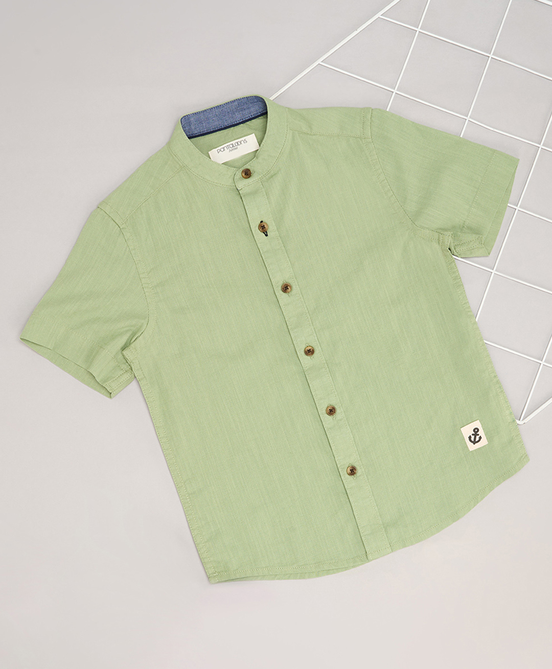 Pantaloons Junior Cotton Woven Half Sleeves Solid Shirt -Green-picture-27