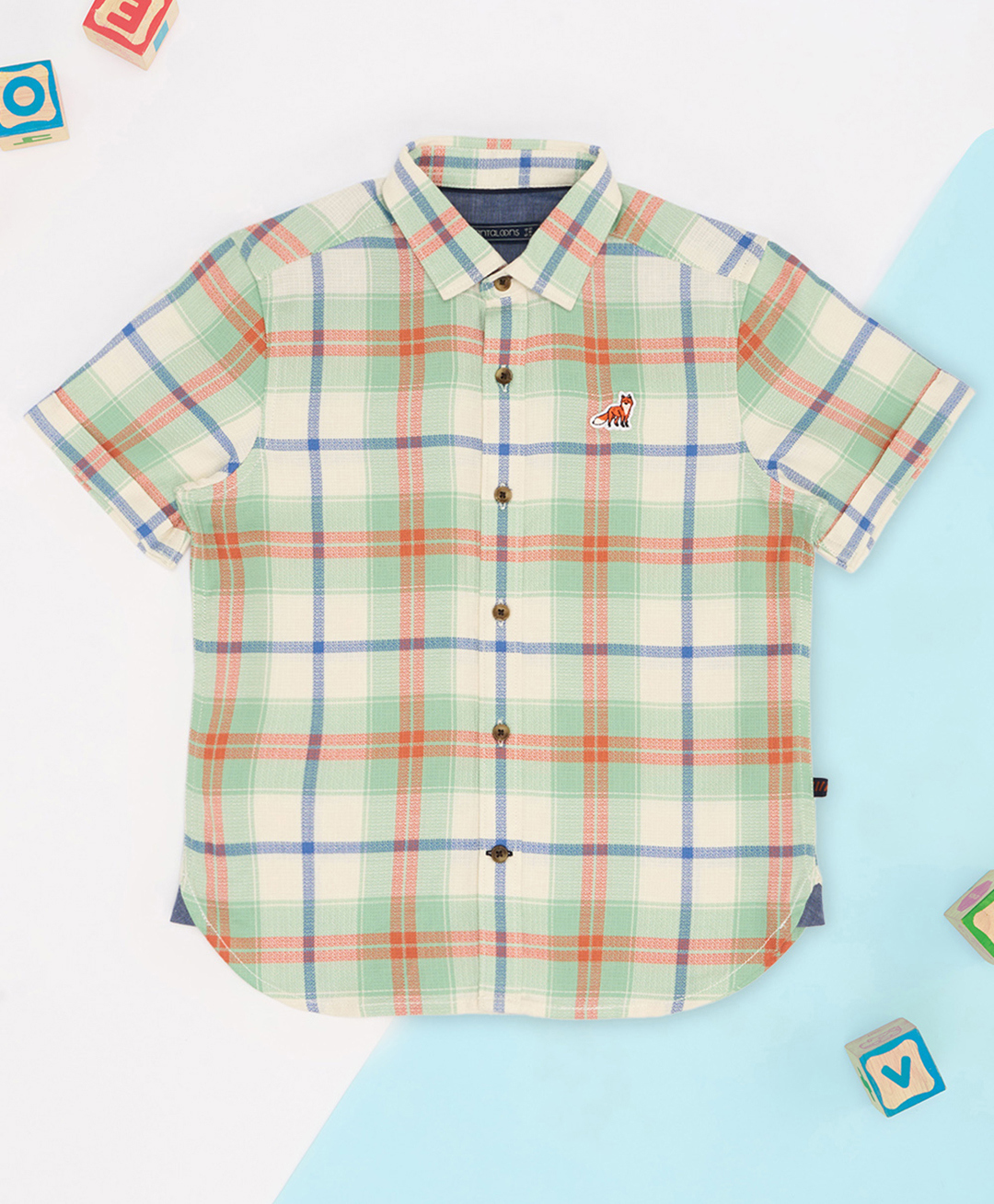 Pantaloons Junior 100% Cotton Woven Half Sleeves Checked Shirt - Multi Colour-picture-20