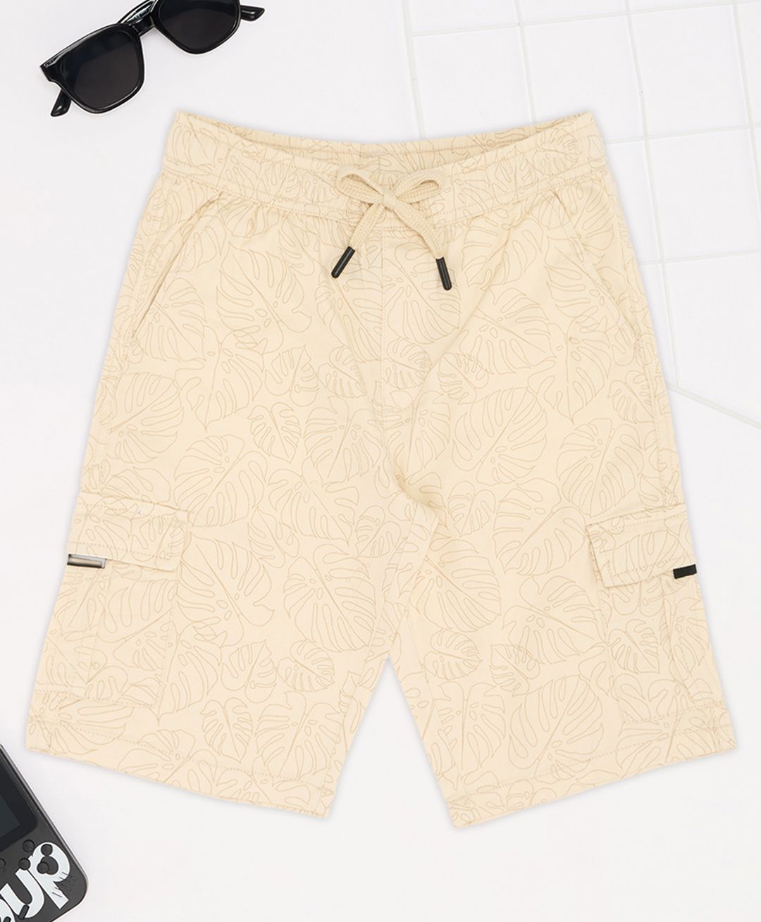 Pantaloons Junior Cotton Woven Tropical Theme Printed Shorts - Beige-picture-33