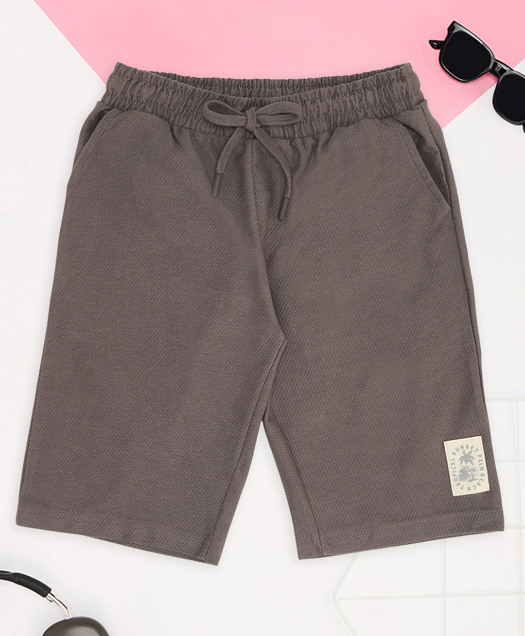 Pantaloons Junior 100% Cotton Knit Solid Shorts - Grey-picture-22