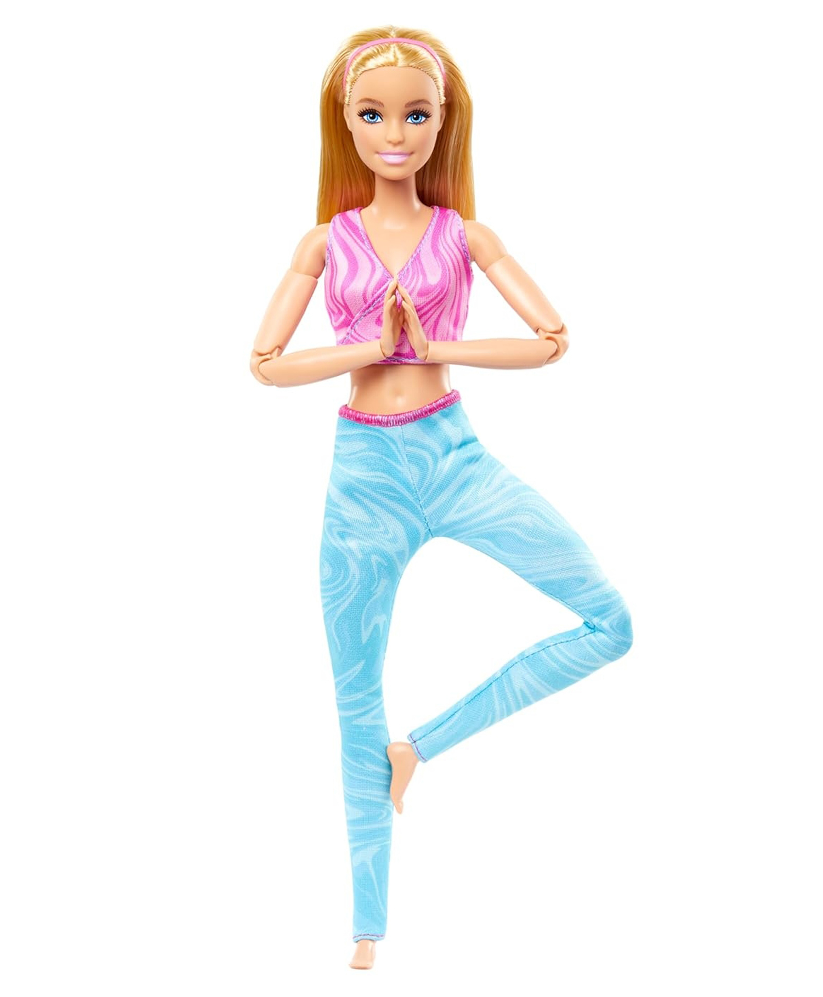 Barbie Made to Move Fashion Doll with Blonde Hair Wearing Removable Pink Sports Top & Blue Yoga Pants, 22 Bendable Joints - Height 29.5 cm-image-13