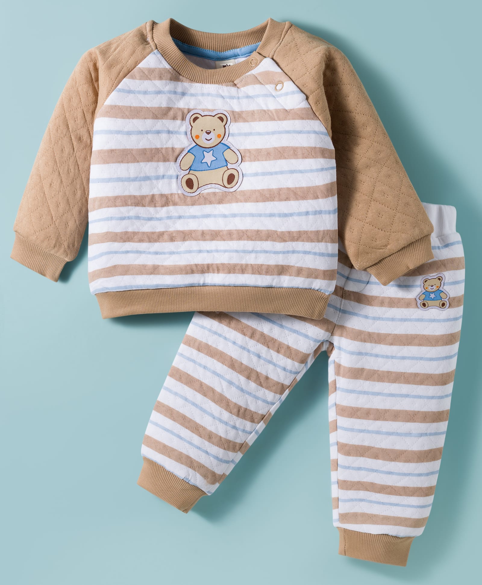ToffyHouse Knit Full Sleeves Winter Wear Night Suit With Animal Print - Tan-image-32
