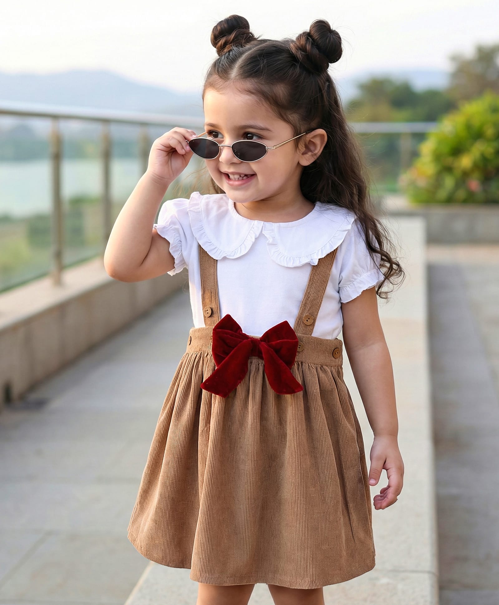 Babyhug Cotton Knit Half Sleeves Top & Skirt Set With Bow Applique - White-picture-26