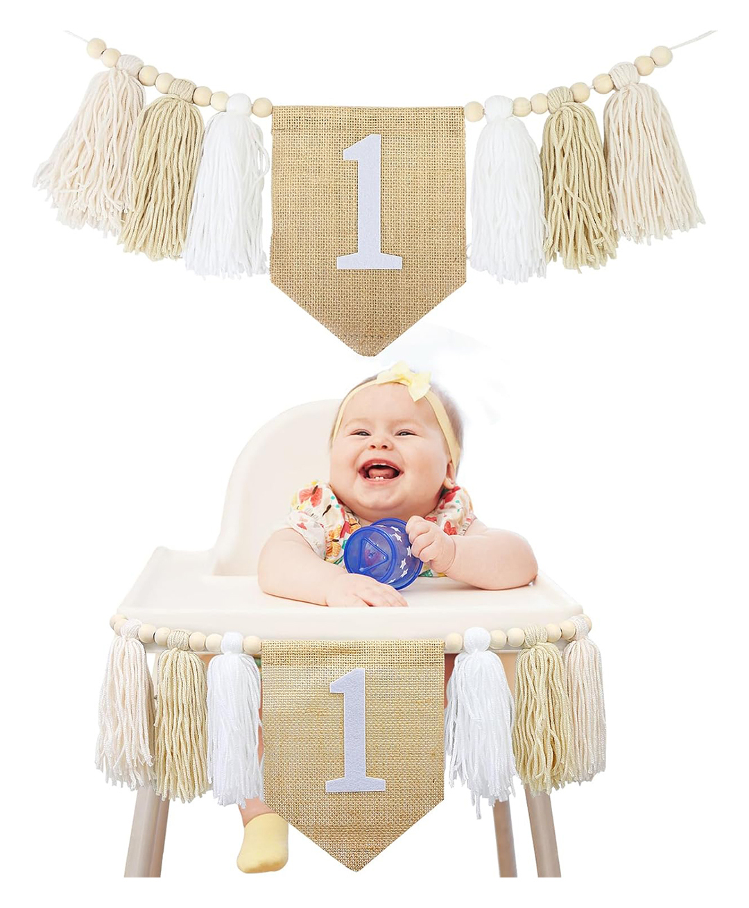 Babymoon 1st Birthday Wall Hanging High Chair Banner Baby Gift Set Photoshoot Props - Length 108 cm