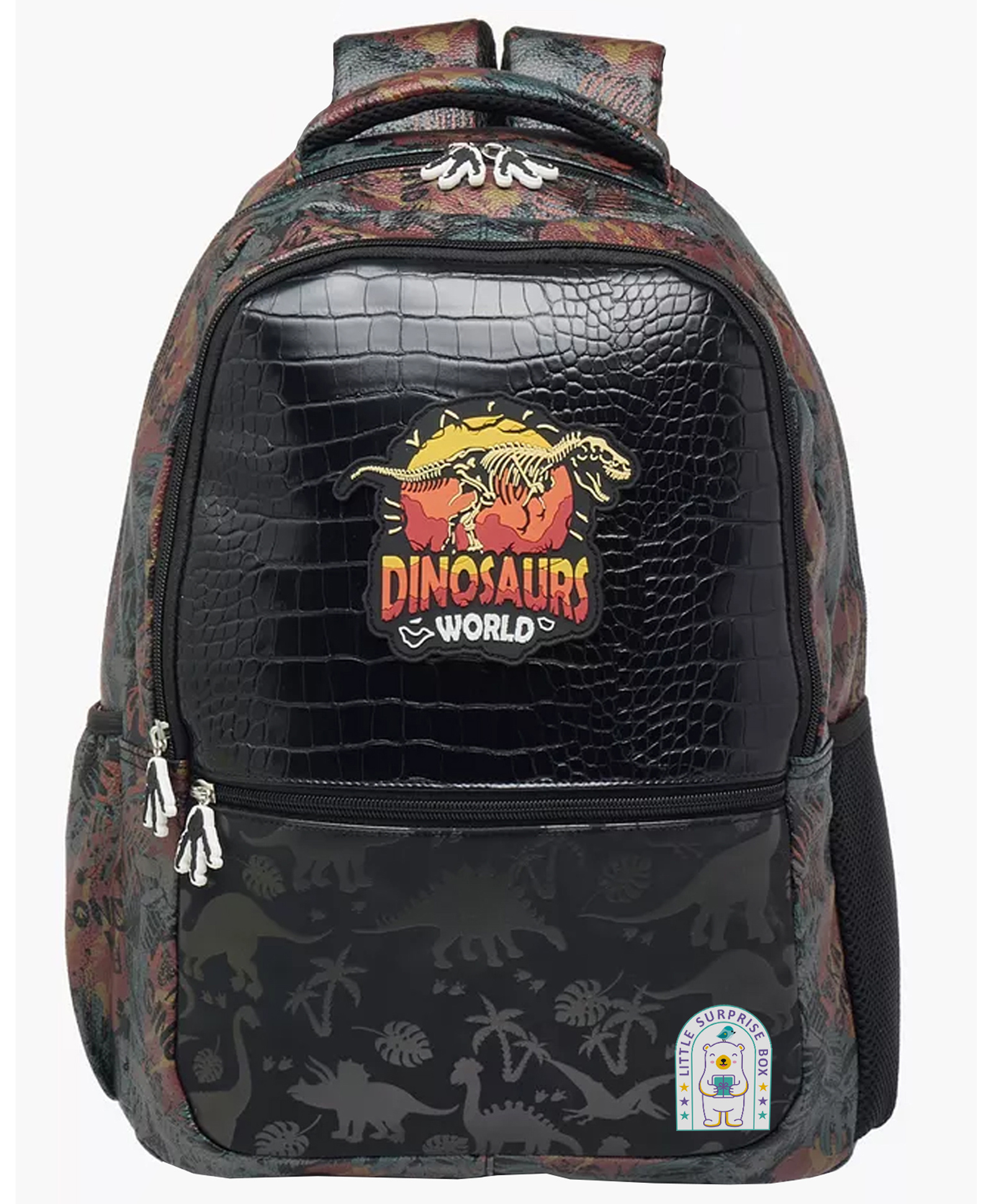 Little Surprise Box Jurasic Dino School Backpack - Black - 17 Inches-image-28