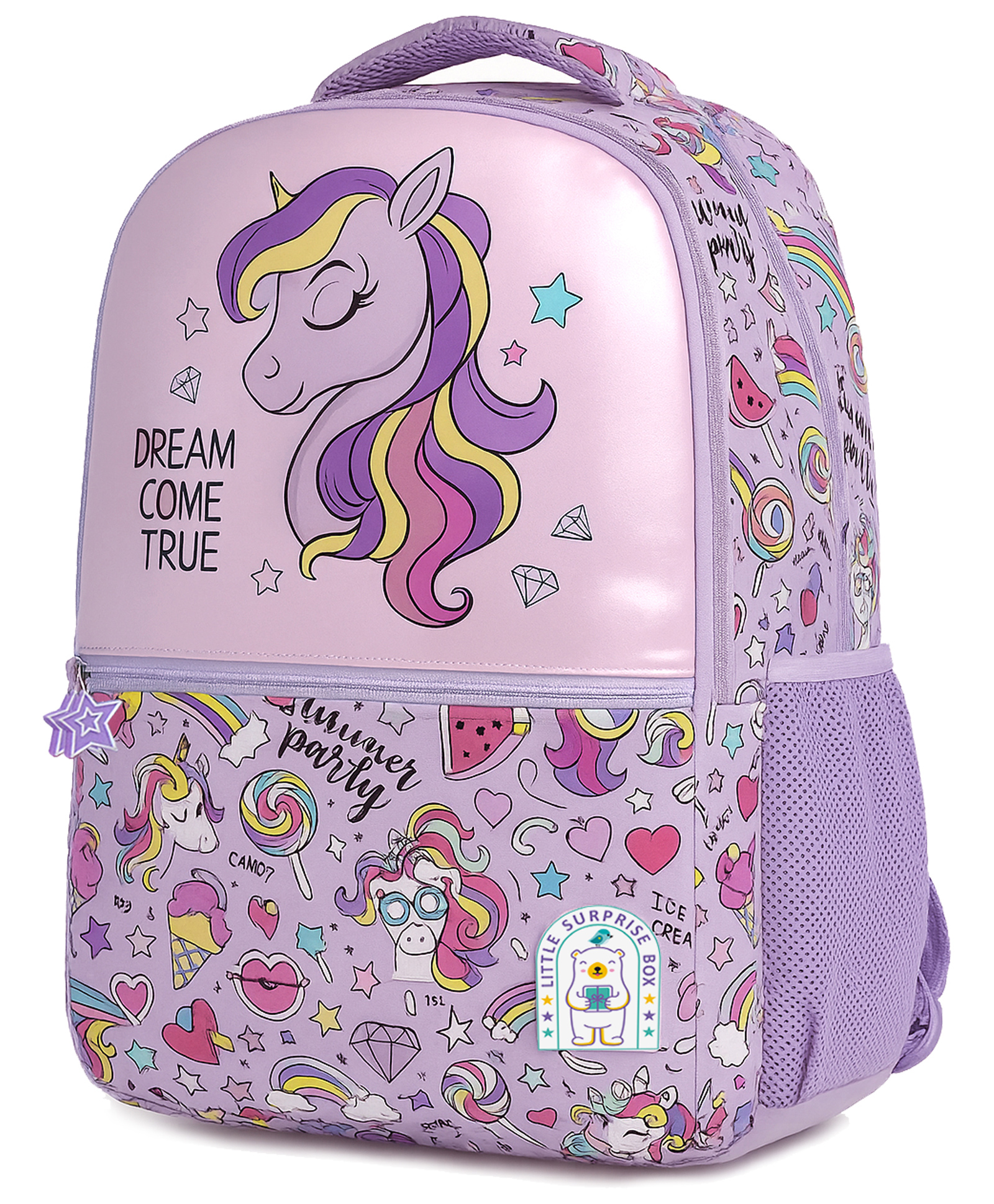 Little Surprise Box Hologram Unicorn School Backpack - Purple - 17 Inches-image-20