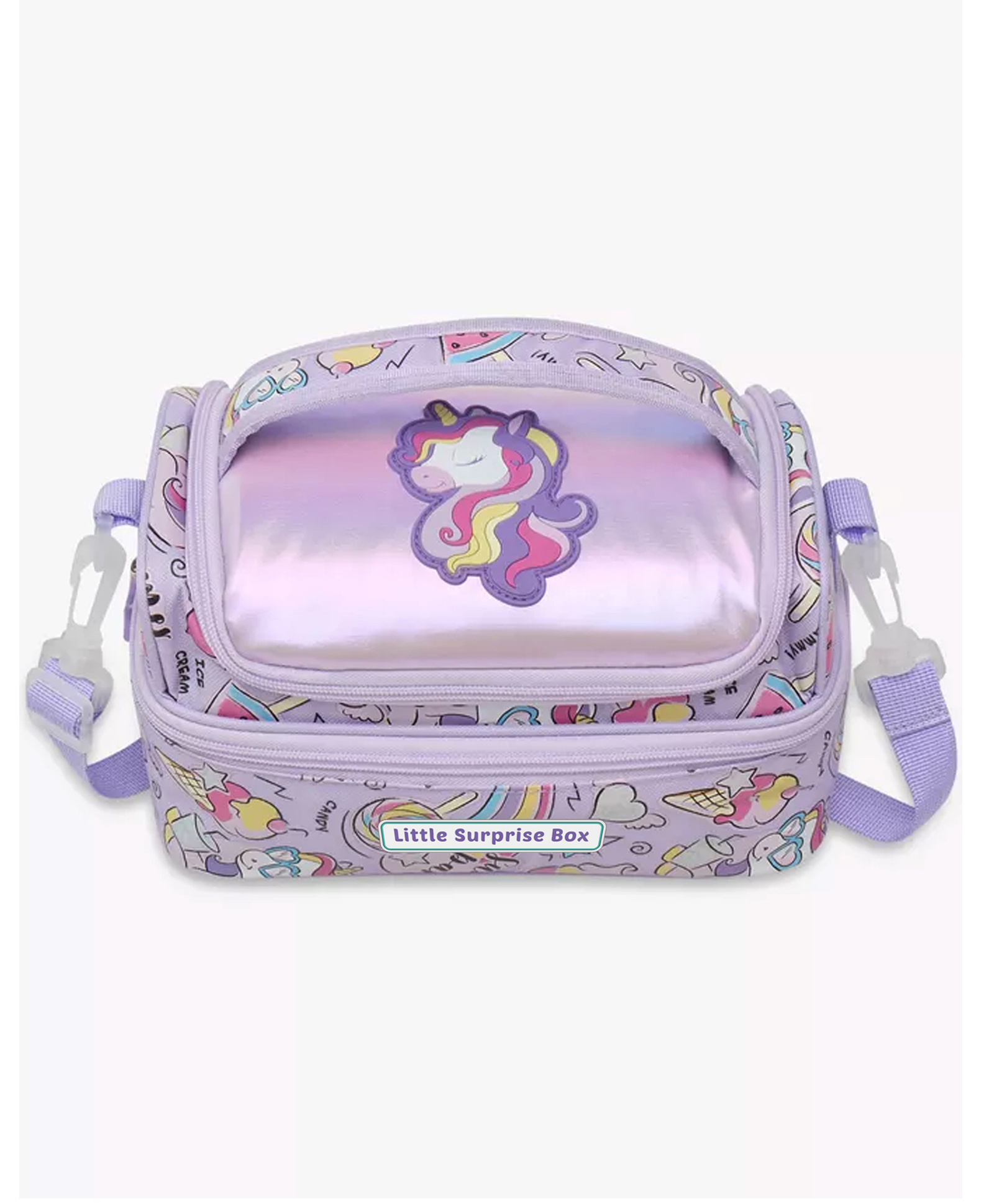 Little Surprise Box Hologram Unicorn Lunchbag - Purple-picture-10