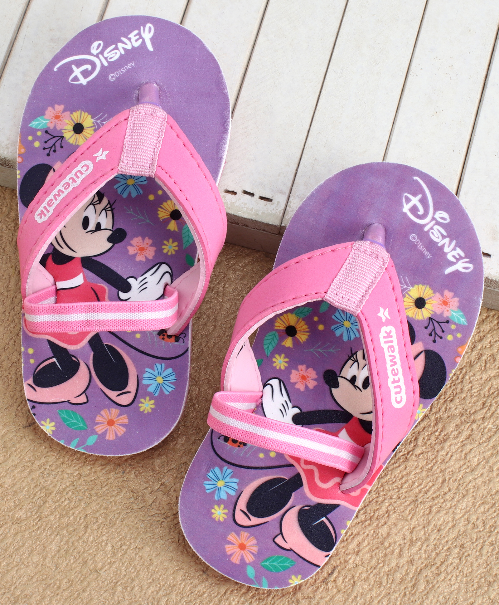 Cute Walk by Babyhug Disney Back Strap Closure Flip Flops With Mickey Mouse Print - Pink & Purple-image-11