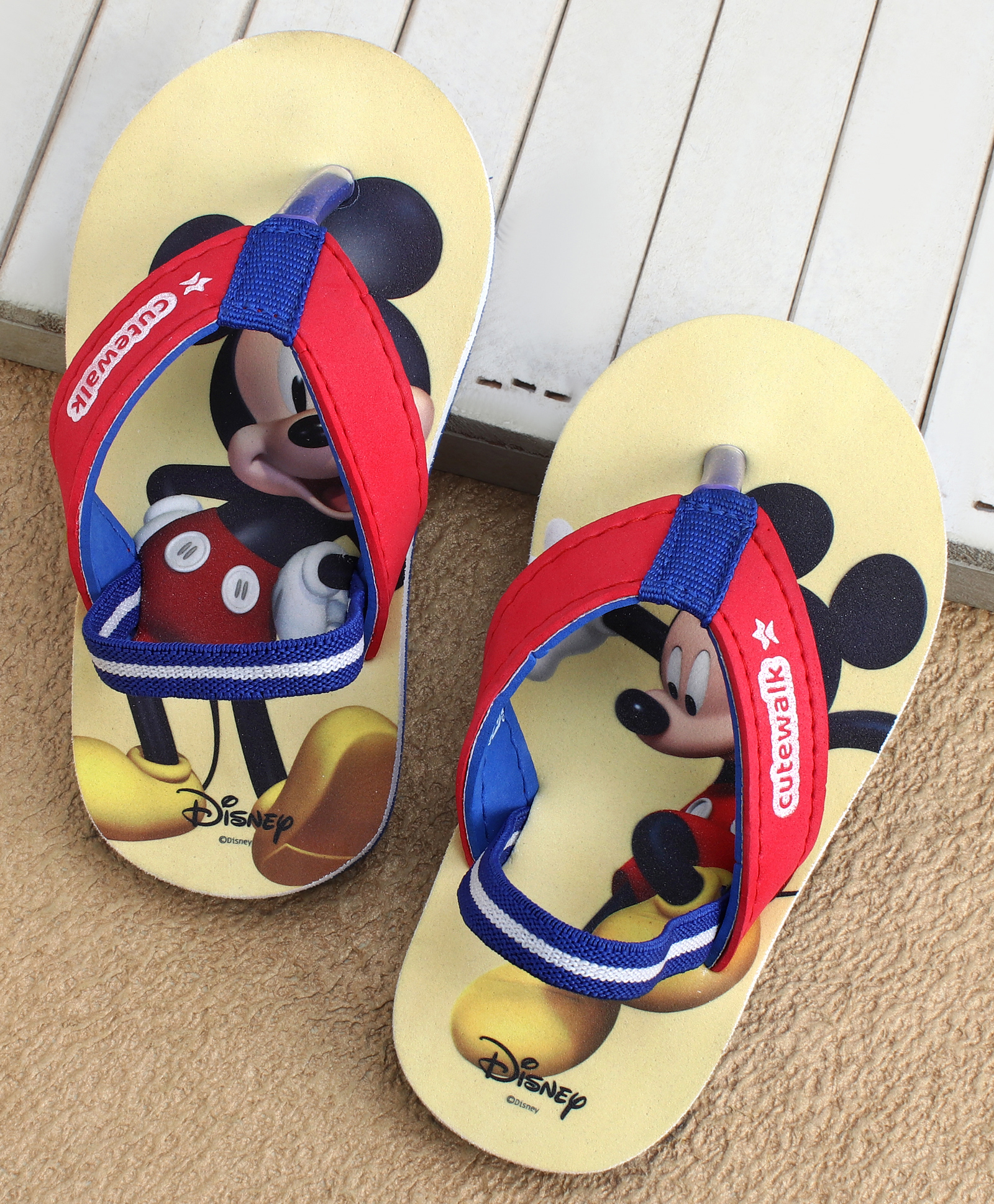 Cute Walk by Babyhug Disney Back Strap Closure Flip Flops With Mickey Mouse Print - Red & Yellow-picture-18