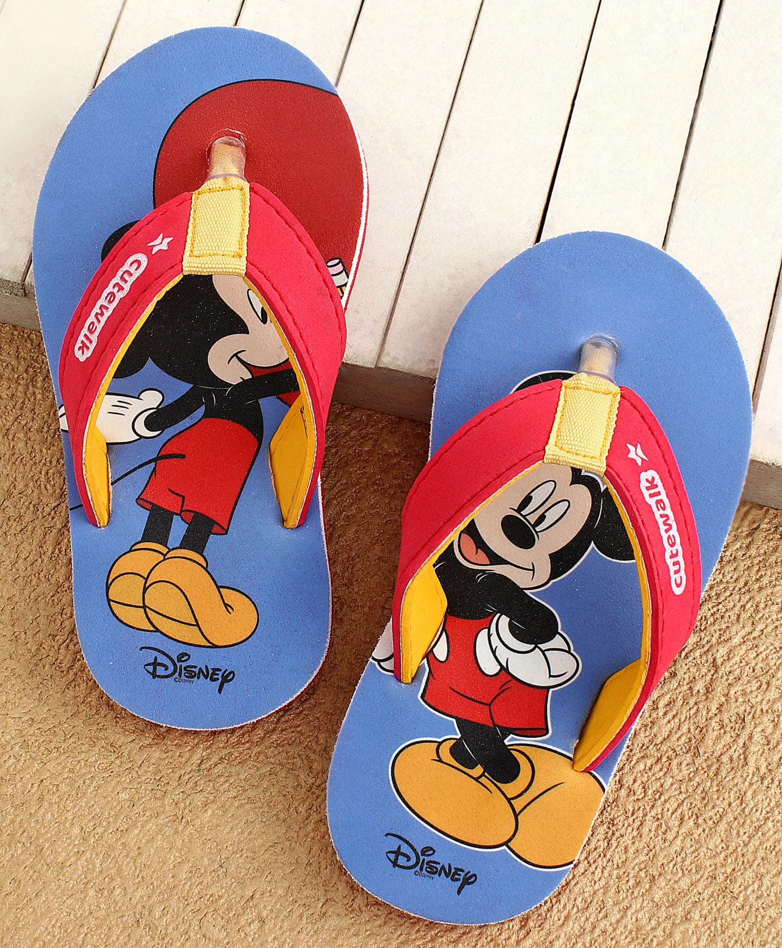 Cute Walk by Babyhug Disney Flip Flops With Mickey Mouse Print - Blue-picture-13