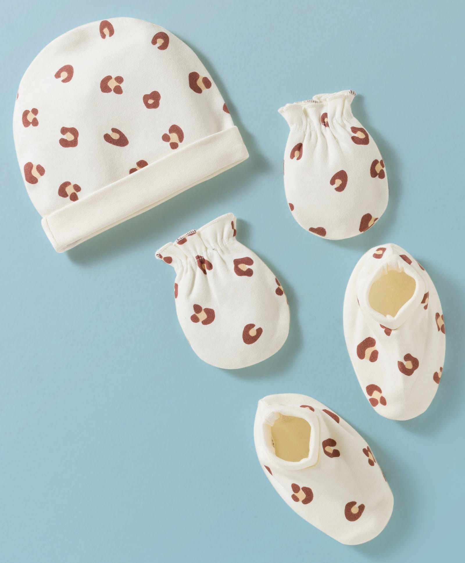 Kookie Kids India Interlock Knit Printed Cap Mittens & Booties White - Diameter 10 cm-image-31