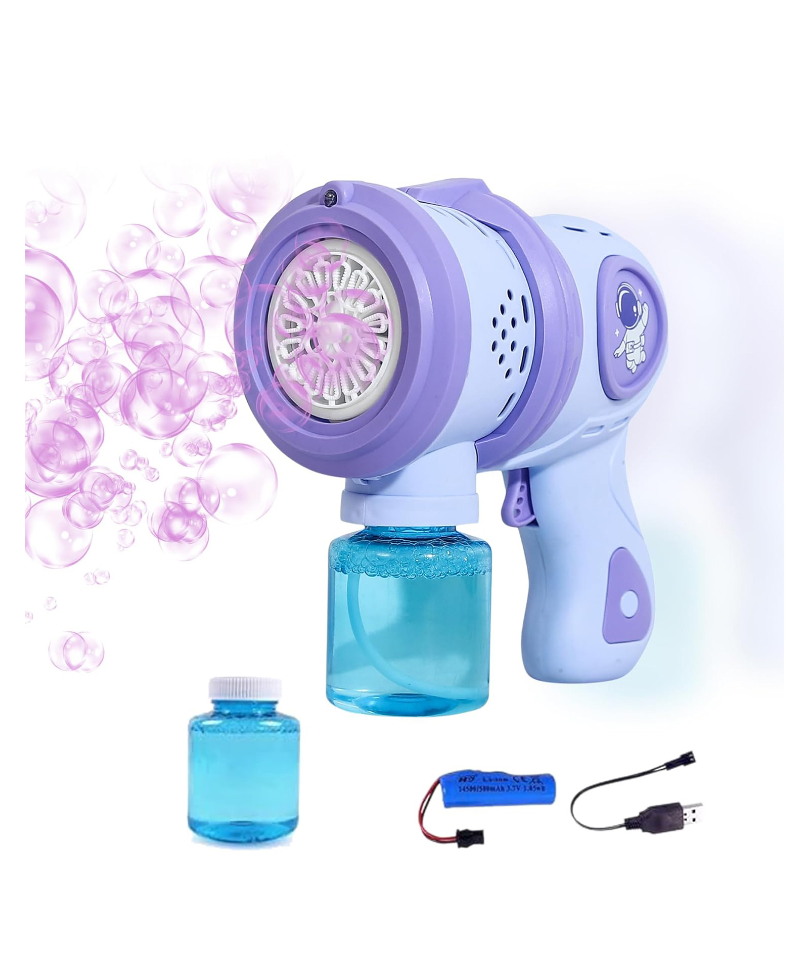 Niyamat Bubble Gun for Kids Leak-Proof Automatic Colour 10000+ Bubbles Per Minute, Birthday Gift Summer Toy for Boys and Girl Gun Bubble Blower with Led Light- Blue-picture-14