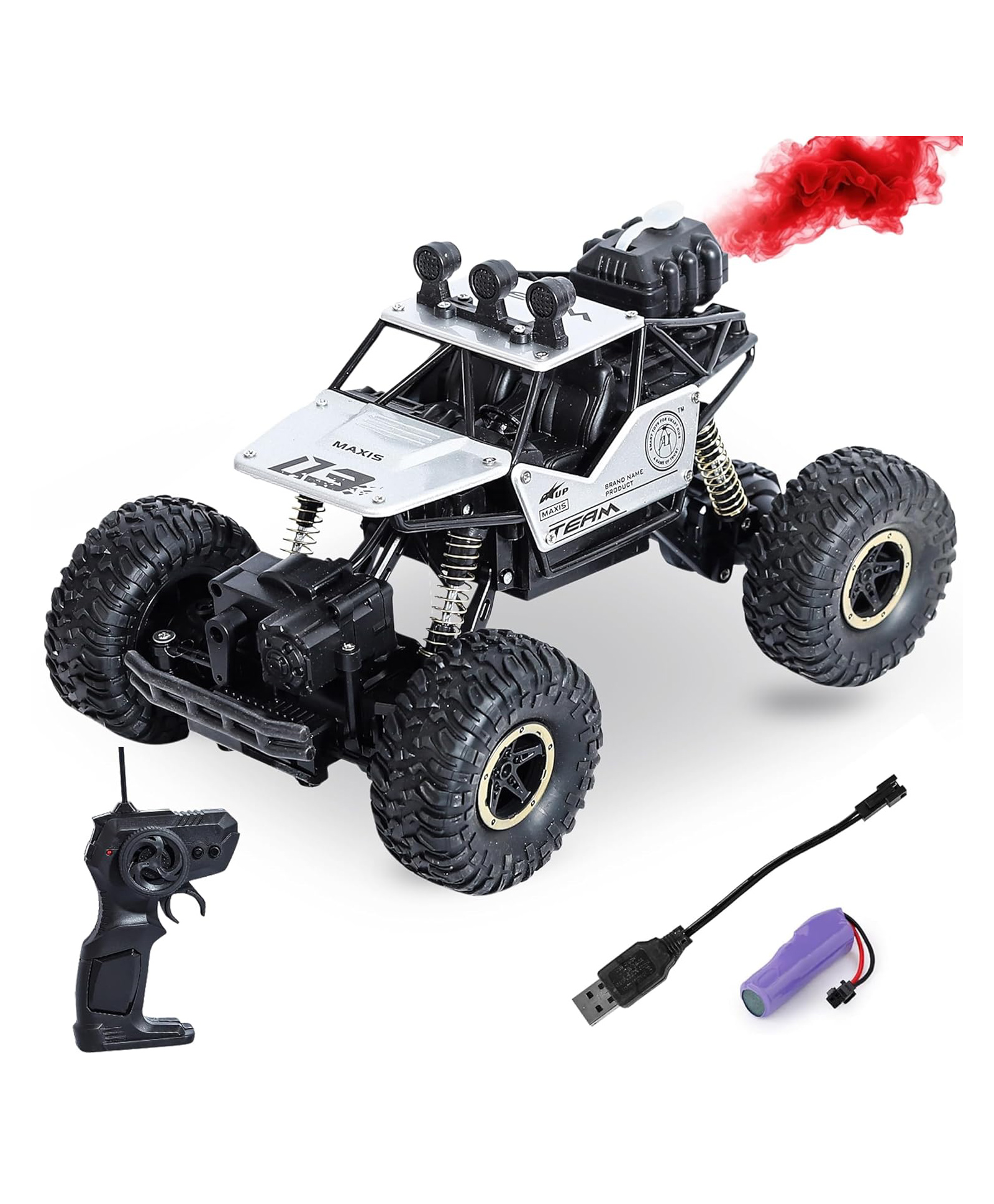 NIYAMAT 1:16 Remote Control Toy Car with Mist Smoke Spray | High Speed Rock Crawler Rechargeable Off-Road Monster Truck | Climbing Car Toy for Kids-image-35