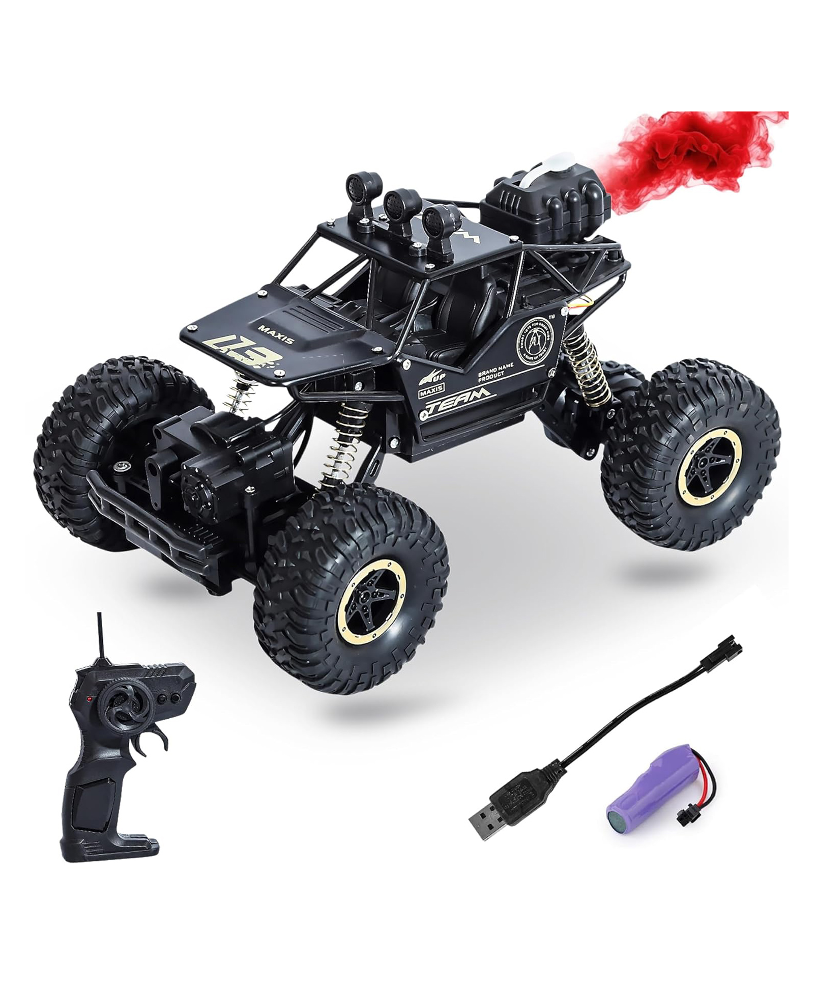 NIYAMAT 1:16 Remote Control 5 Function Car for Kids with Mist Smoke Spray Function Off Roader Rechargeable 2 Wd Monster Truck Offroad High Speed Climbing Toy Vehicle Car for Boys & Girls-image-30
