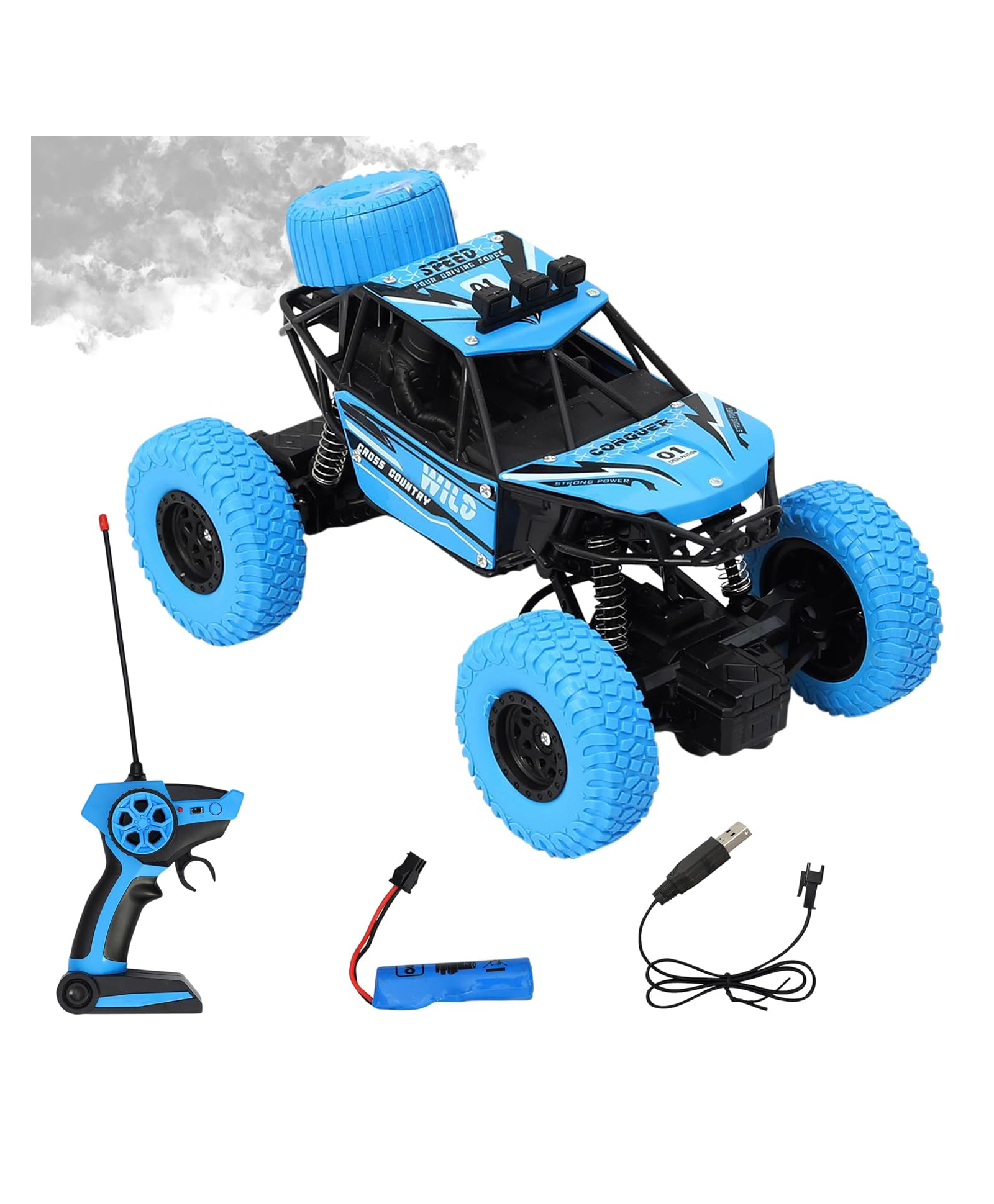 NIYAMAT Off-Road Rock Crawler Toy with Spray Feature 5 Function 1:18 Rc Car Toys for Boys 2Wd Offroad High Speed Remote Car Toys for Kids - Blue-image-31