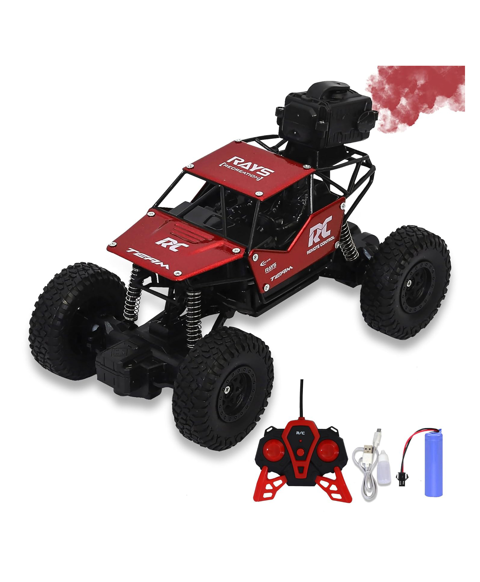 NIYAMAT Remote Control Car with Spray Smoke Function High Speed 1:18 2WD Offroading Rock Crawler for Kids 2-12 Years Old, Rechargeable RC Truck for Boys and Girl Gift-image-20