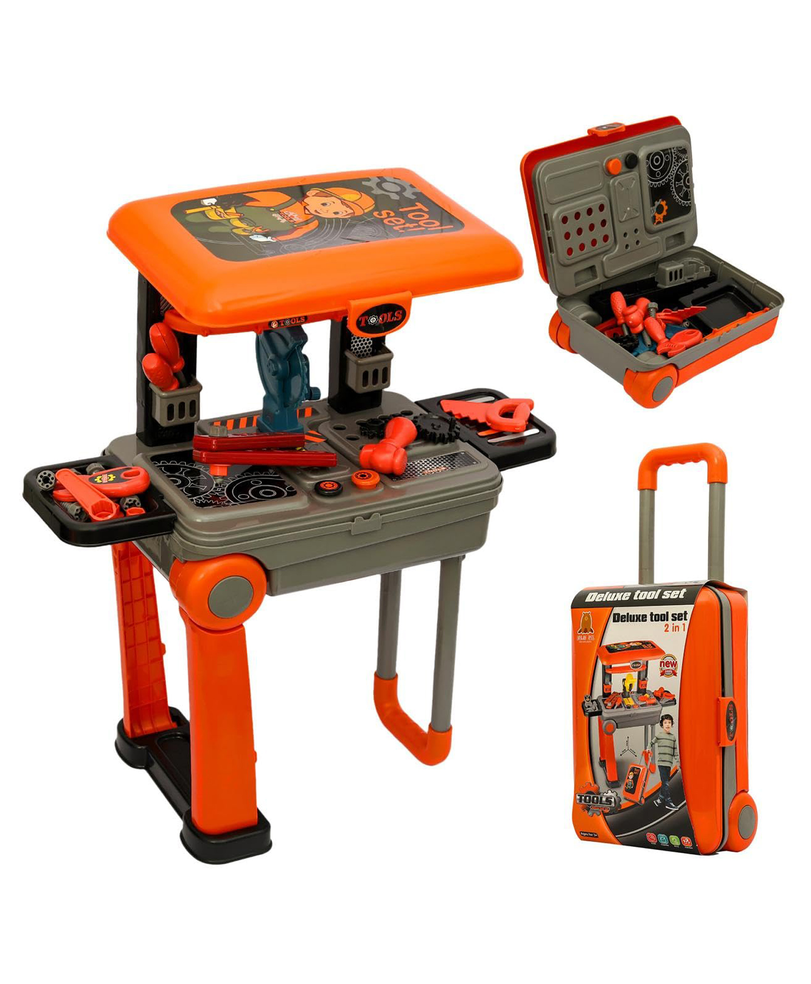 NIYAMAT Construction Tools Kit for Kids Set, Deluxe Tool Set, Imaginative Role-Playing Trolly for Boys and Girls. Fun and Educational Mechanical Carpenter Box Suitcase for 3+ Years-image-2