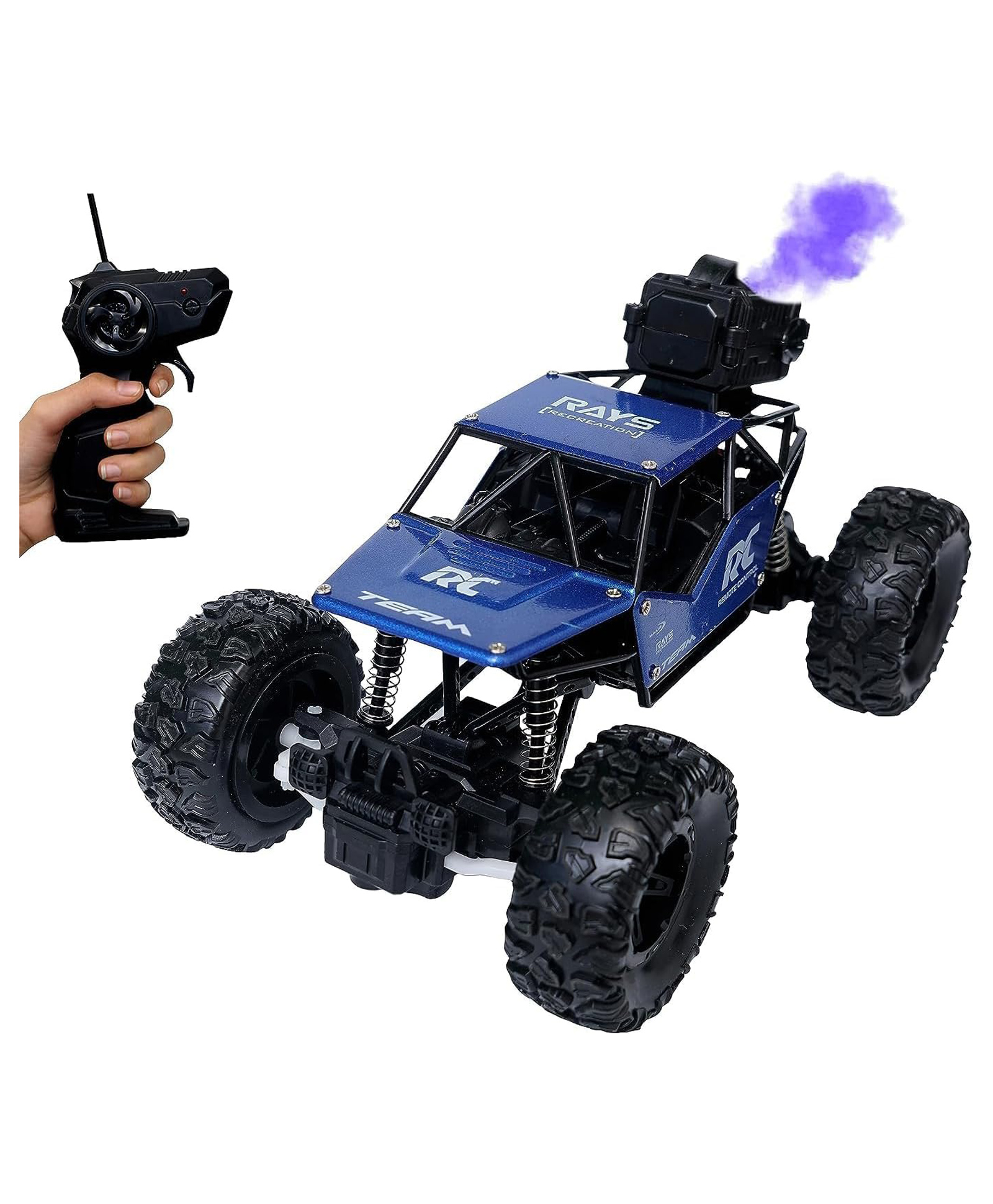 NIYAMAT Rechargeable Remote Control Rock Crawler Car with Mist Smoke | Monster Truck with Spray for Kids | RC High Speed Car 4x4 Off-Road Car Toy- Multicolor-image-32